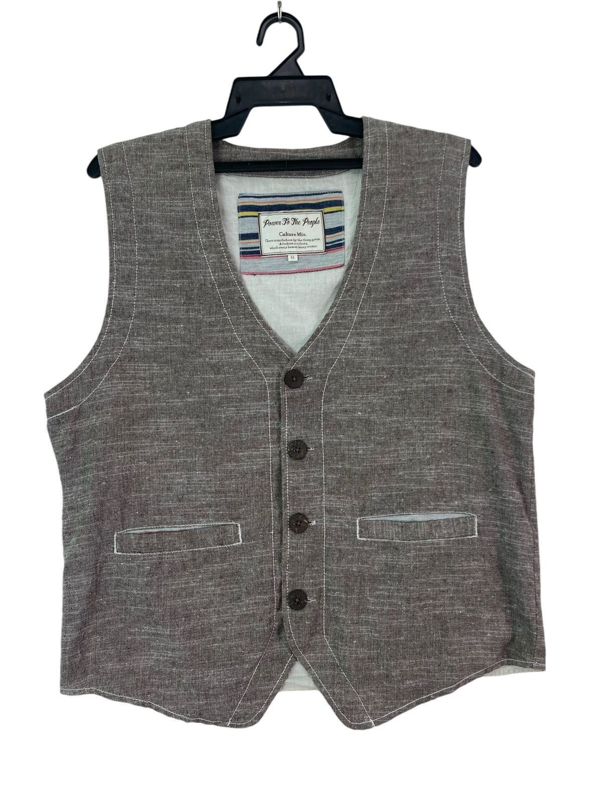 Japanese Brand Rare Power To The People salt and pepper style cotton vest Size US XL / EU 56 / 4 - 2 Thumbnail