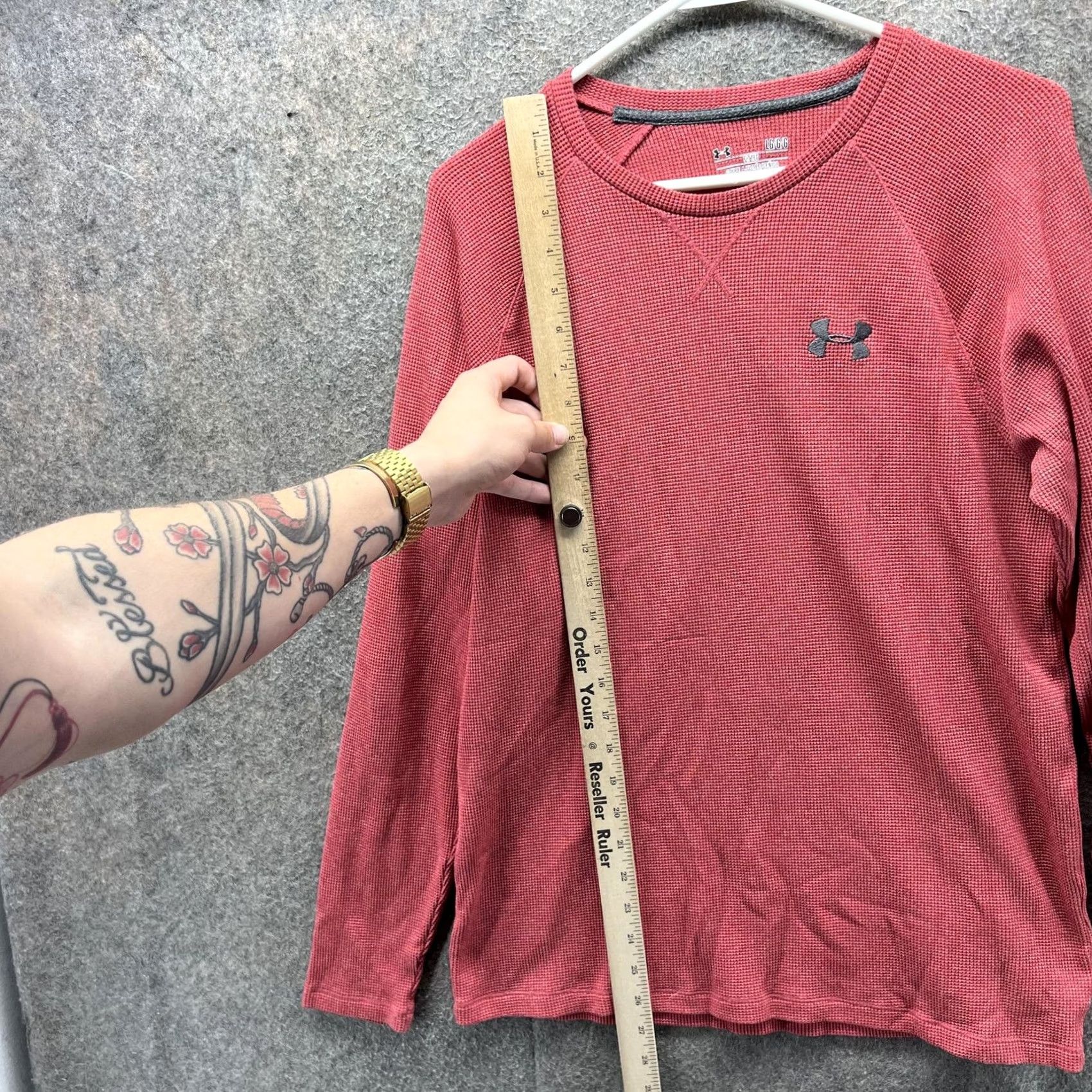 Under Armour Under Armour Shirt Mens Large Red HeatGear Fitted Waffle Thermal Long Sleeve Shirt Size US L / EU 52-54 / 3 - 4 Thumbnail