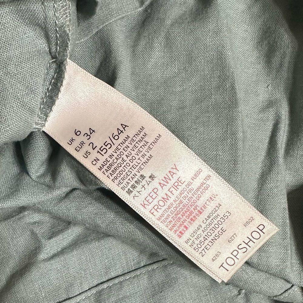 Topshop Topshop Pale Mint Green Linen Paper Bag Button up Mini Skirt Size 26" / US 2 / IT 38 - 10 Thumbnail