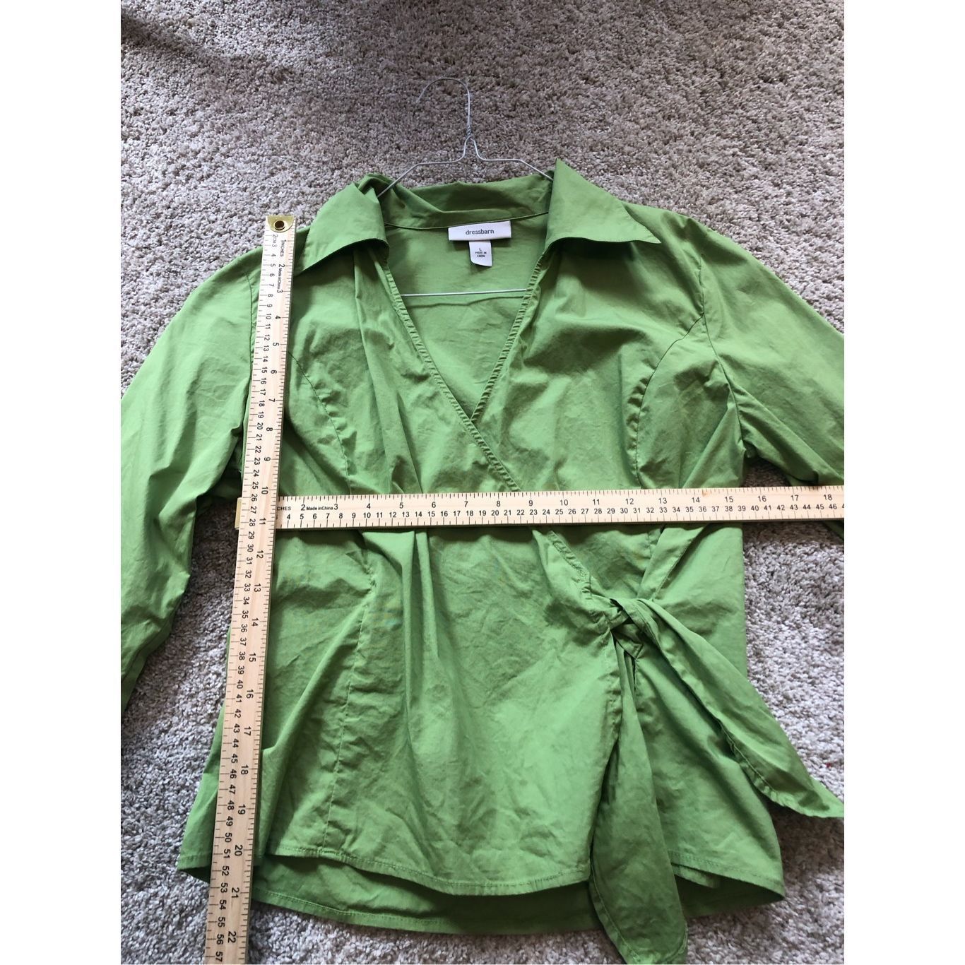 Other Dress Barn Women’s Light Green Wrap Style Collared Blouse Si Size L / US 10 / IT 46 - 5 Thumbnail