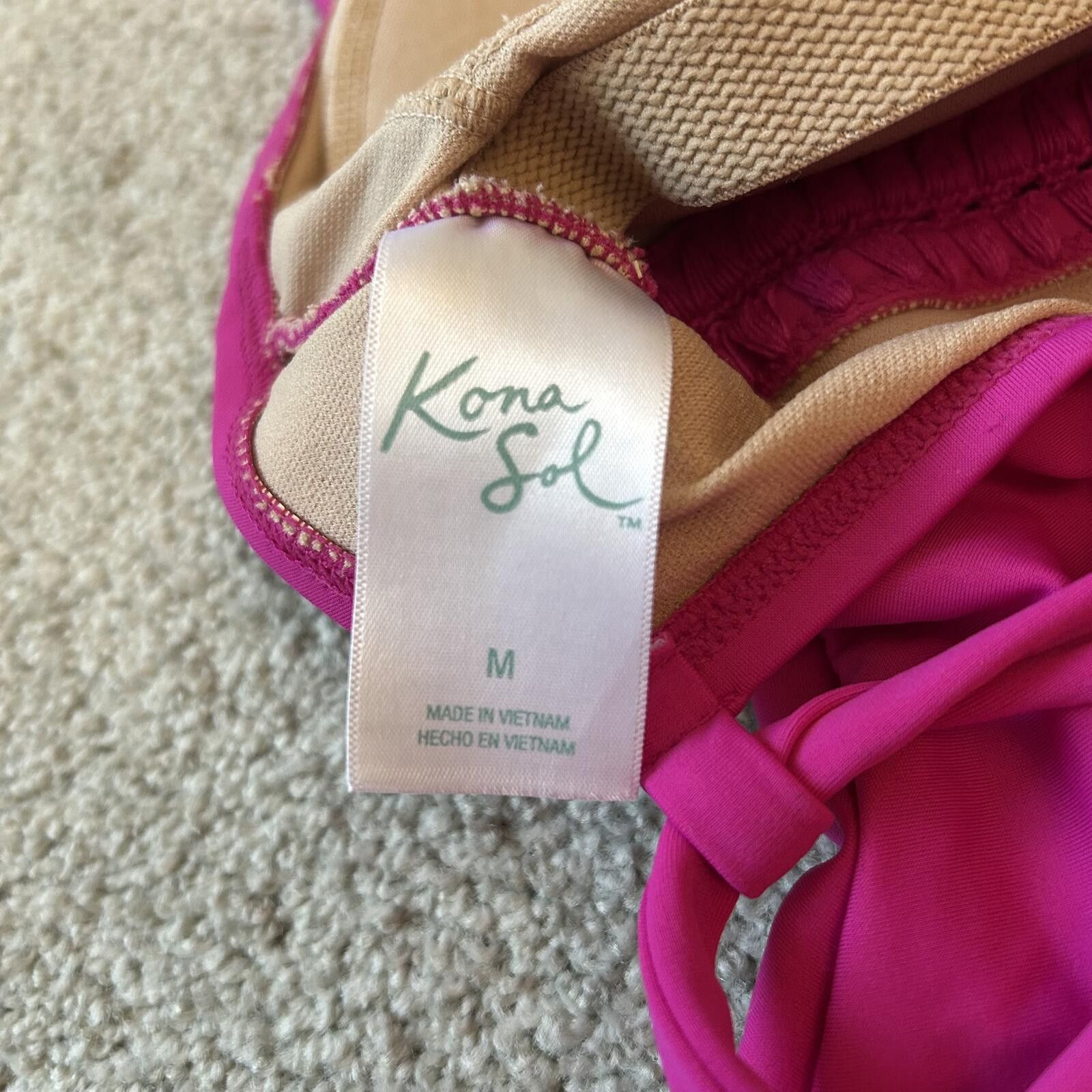 Other Kona Sol Women’s M One piece swimsuit Magenta Tie & V Neck Size ONE SIZE - 5 Thumbnail