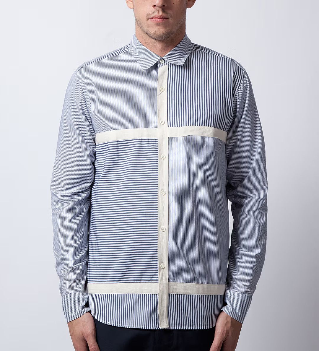 CASH CA Striped Mondrian Shirt Size US XL / EU 56 / 4 - 2 Thumbnail