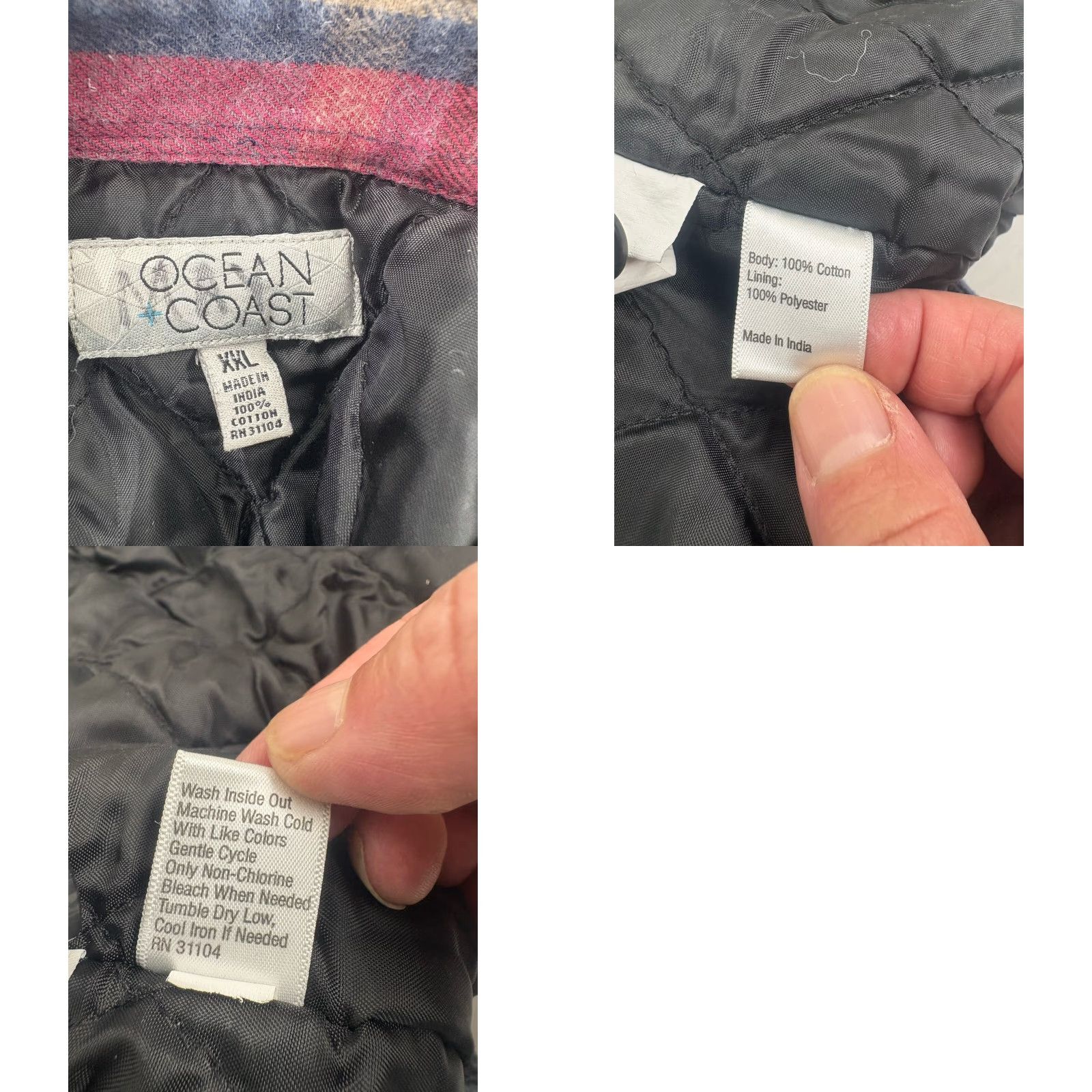 Vintage Ocean Coast Jacket Men’s Size XXL India Multi Plaid Quilted Flannel Lining Size US XXL / EU 58 / 5 - 8 Thumbnail