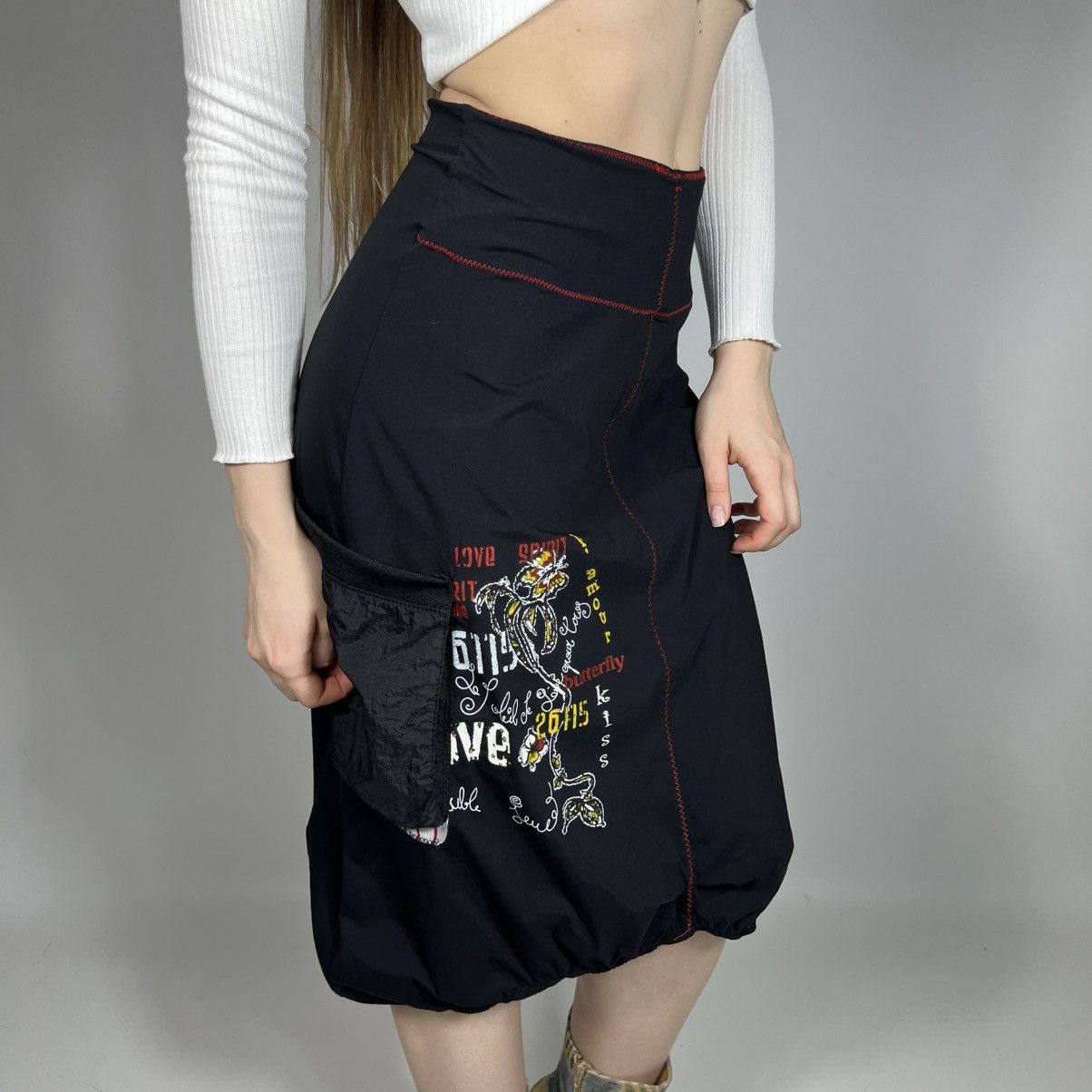 Japanese Brand Vintage Y2K Double Jeu Japanese Flared Cargo Midi Skirt Size 26" / US 2 / IT 38 - 1 Thumbnail