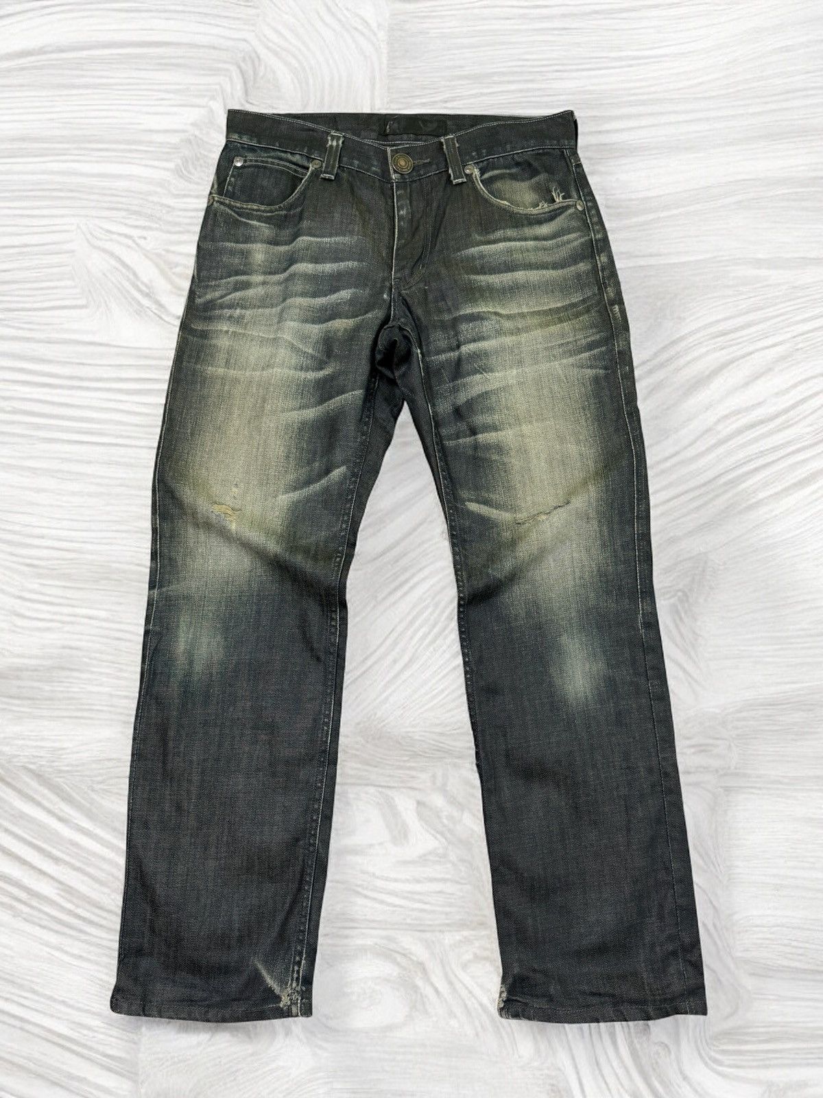 Other BACK NUMBER Distressed Rick Owen Style Waxed Denim Size US 31 - 1 Thumbnail