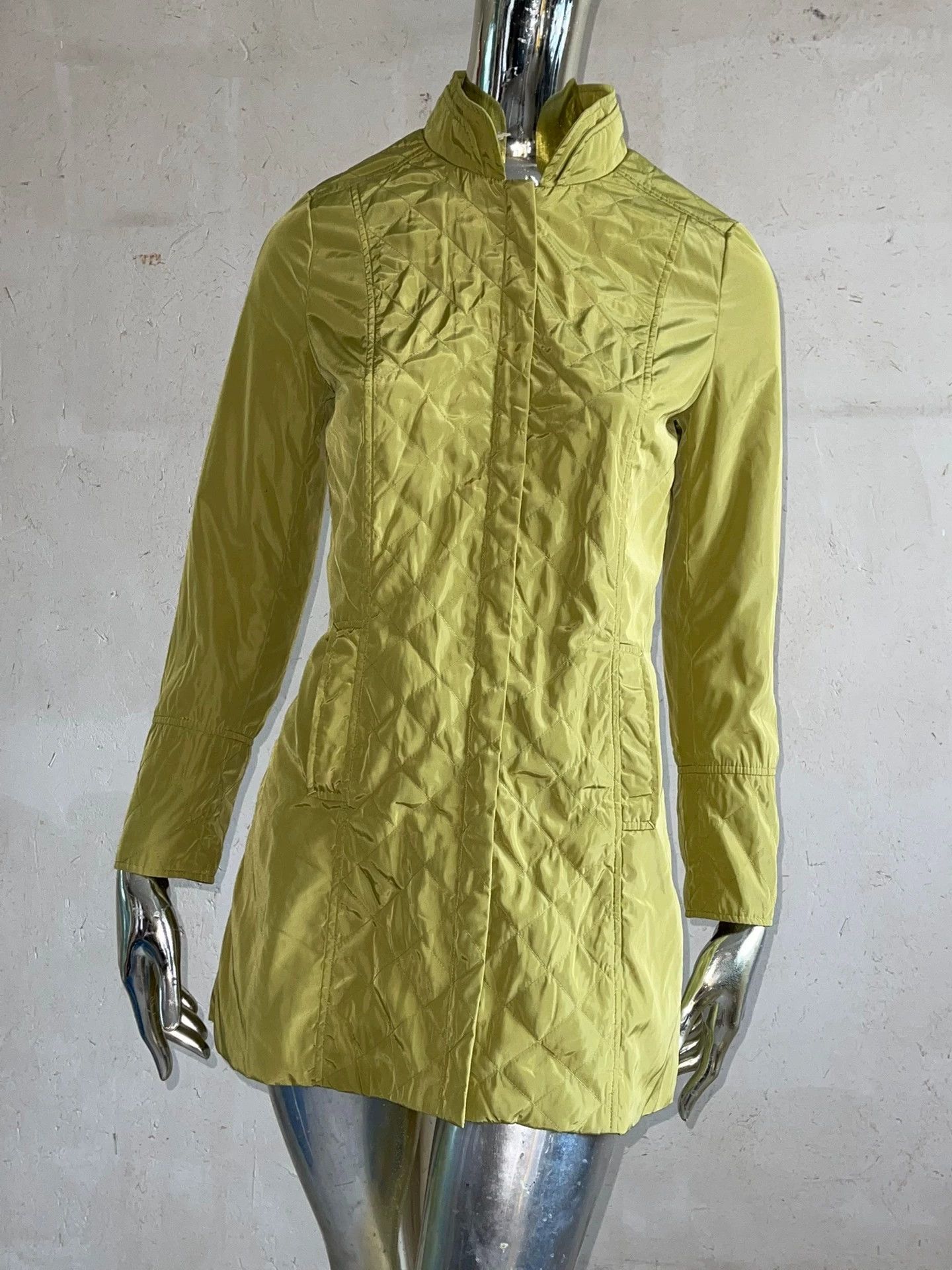 Prada Prada lime green shiny slim thin down stand collar jacket 40 Size S / US 4 / IT 40 - 3 Thumbnail