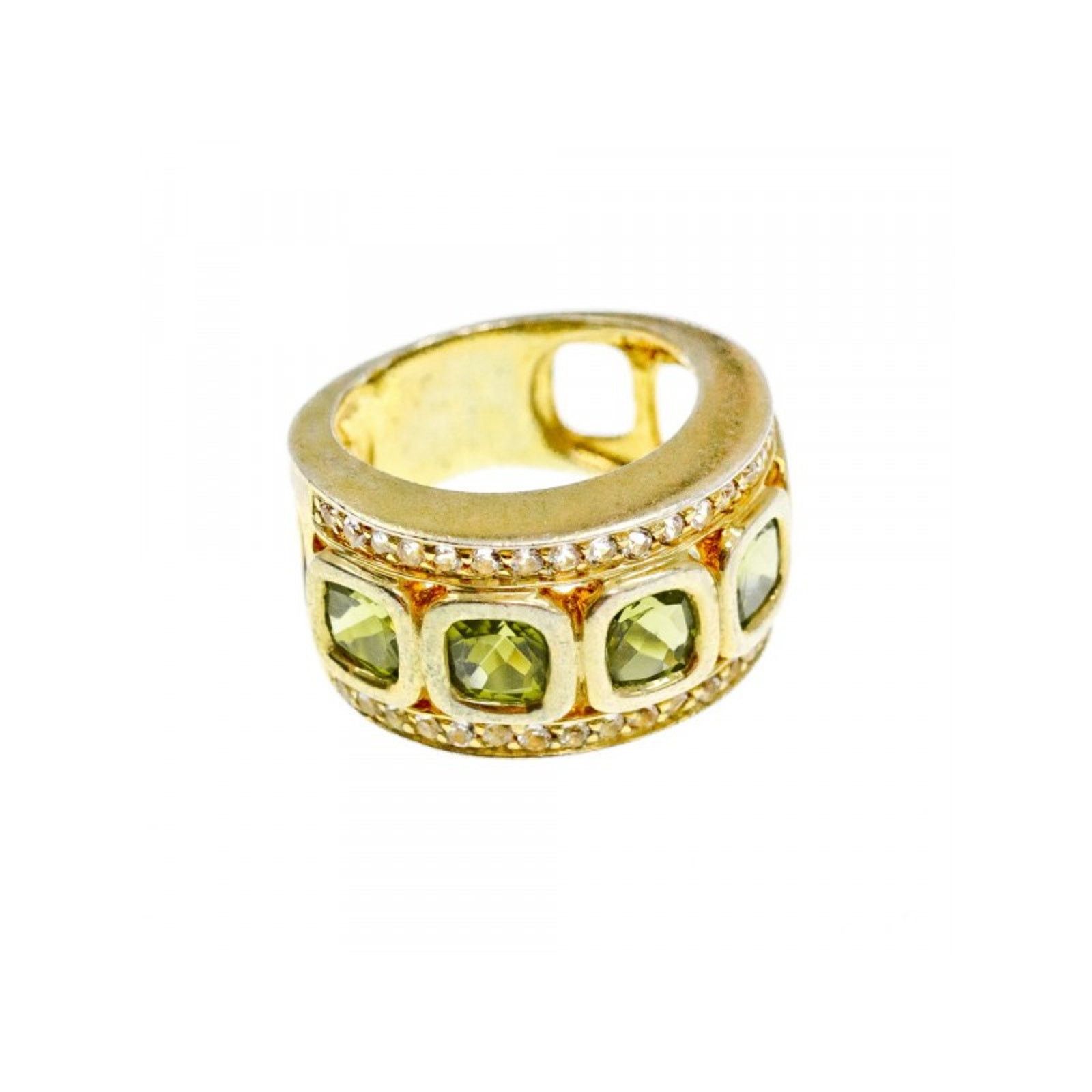 Jewelry 925 STERLING SILVER GOLD PLATED PERIDOT & CZ RING SIZE 7 Size ONE SIZE - 4 Thumbnail