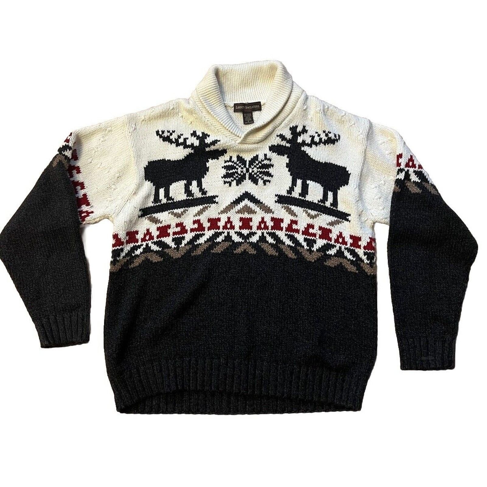 Liberty Vintage Knit Liberty Sweaters Medium Twin Moose Knit Nordic Size US M / EU 48-50 / 2 - 1 Thumbnail