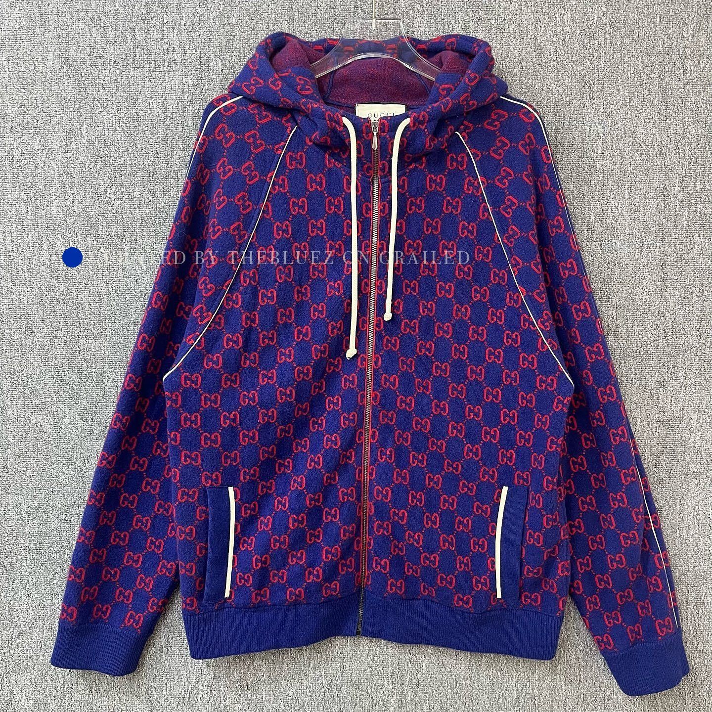 Gucci GG Jacquard Zip Hoodie in Blue Size US M / EU 48-50 / 2 - 1 Thumbnail