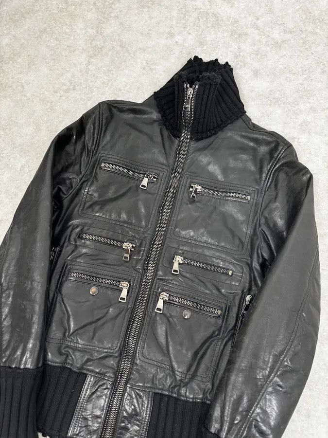 Dolce & Gabbana 2000s Dolce & Gabbana Multi-Zip Black Leather Distressed Jacket Size US M / EU 48-50 / 2 - 5 Thumbnail