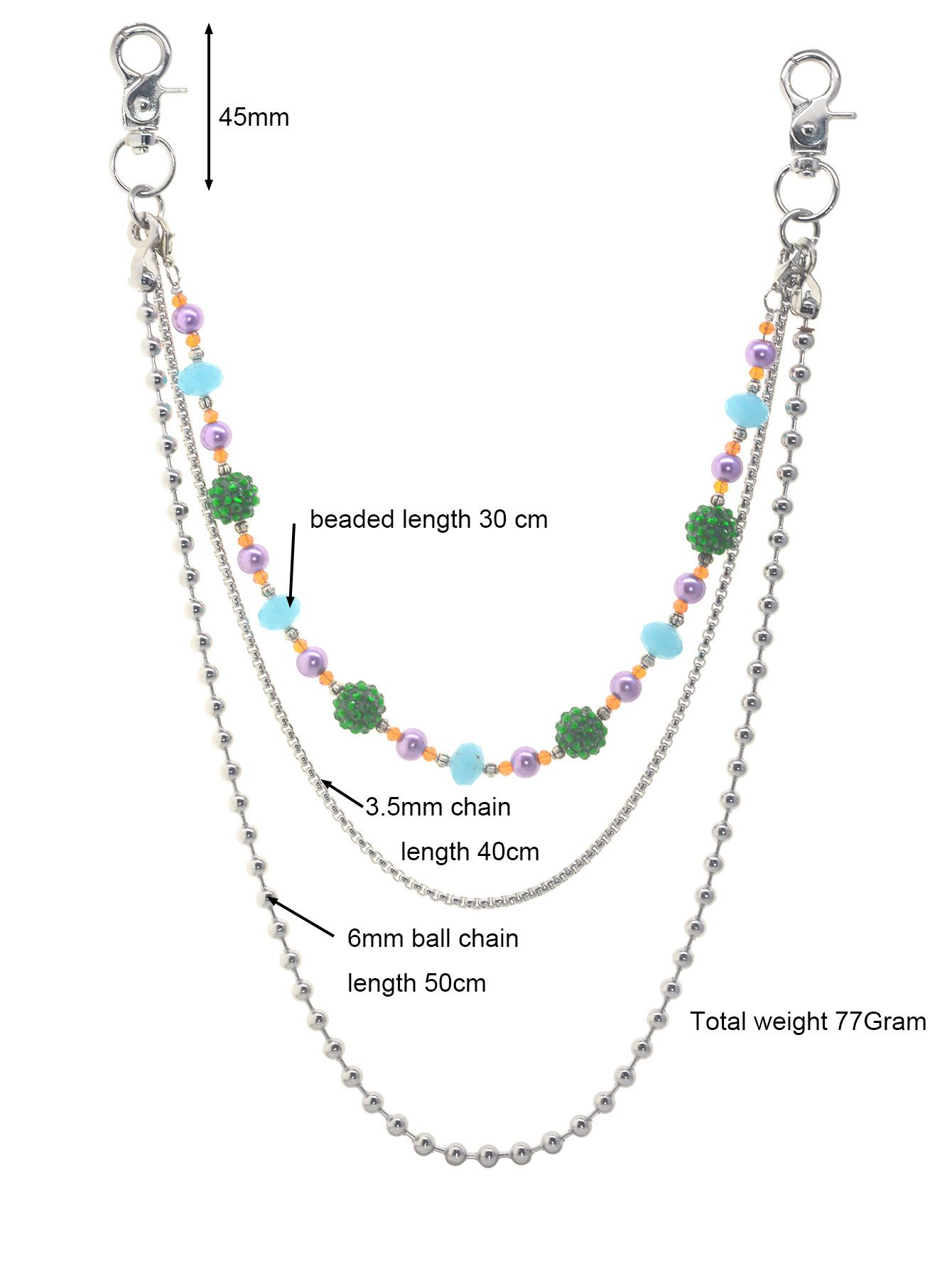 Japanese Brand × Jewelry Triple-Layer Beaded Pants Chain with Resin Size ONE SIZE - 2 Thumbnail