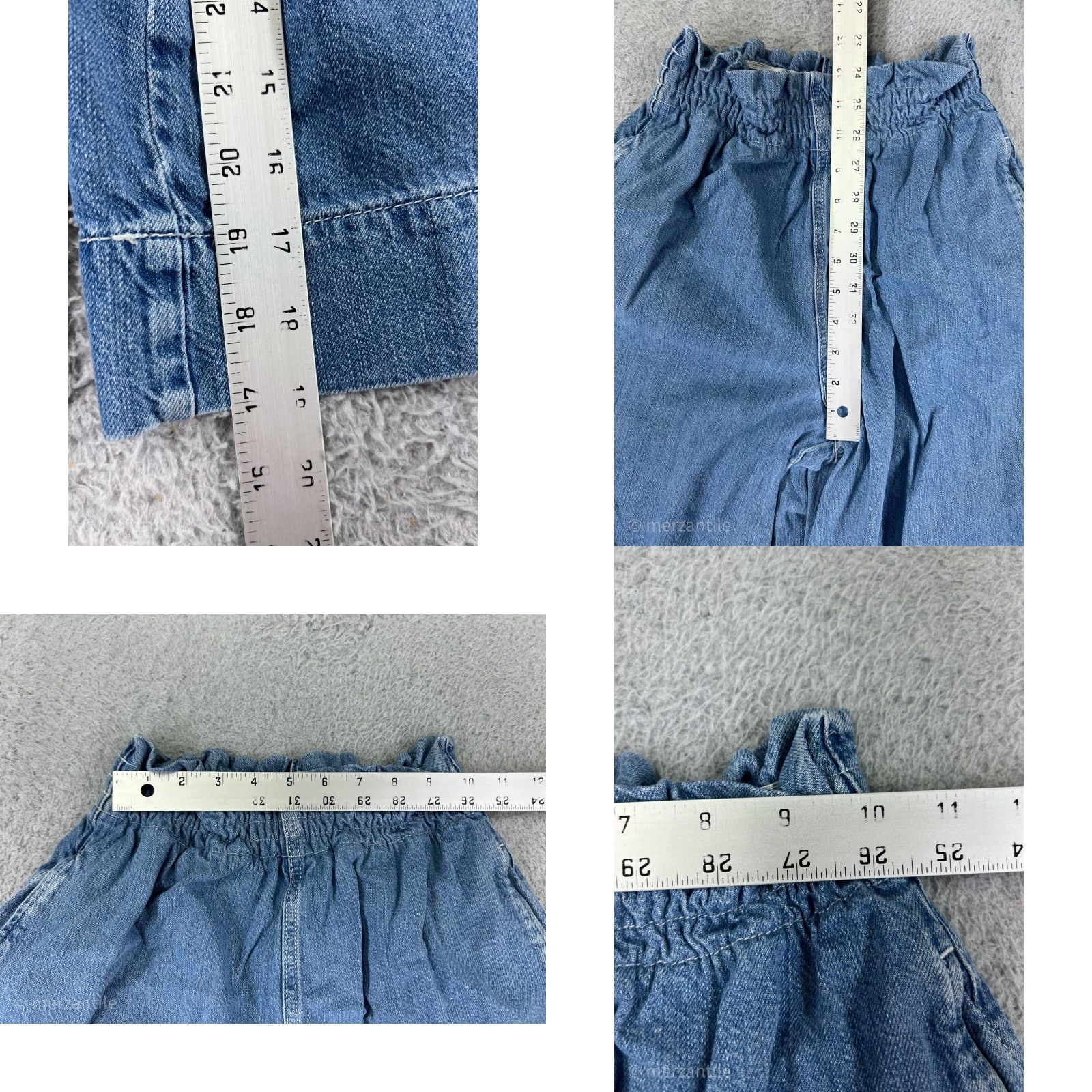 Topshop Top Shop Jeans Womens 25 Blue Denim Moto Wide-Leg Capri Elastic Waist Cott Size 4XL / US 24-26 - 9 Thumbnail