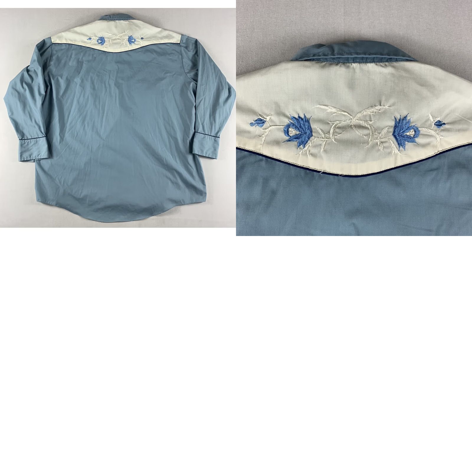 Vintage VINTAGE BIG MAN BY BLOCK WESTERN SHIRT MENS 2XL BLUE FLORAL BUTTON SNAP SHIRT Mens Size US XXL / EU 58 / 5 - 8 Thumbnail