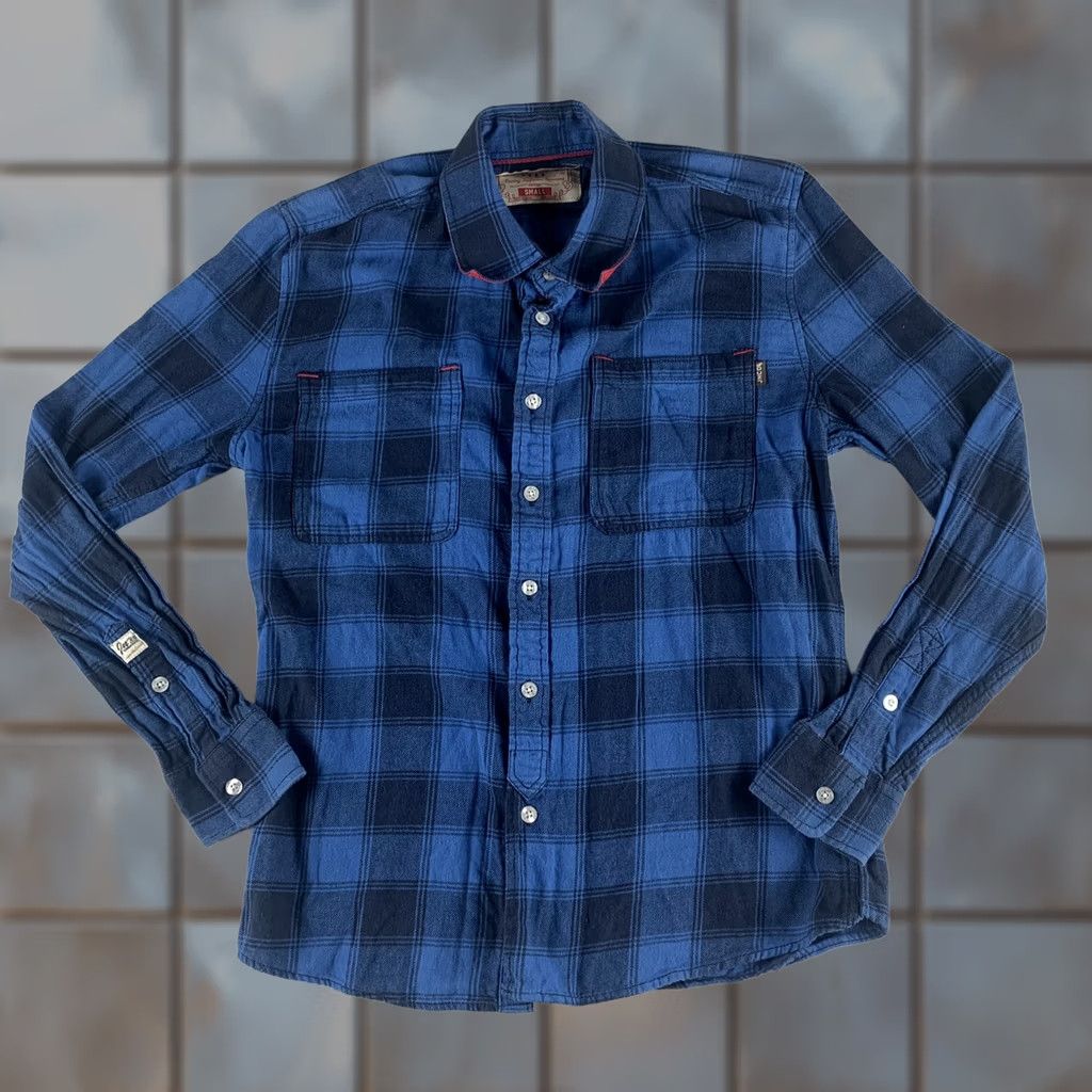JNCO JNCO Shirt Mens S Blue PLAID BLACK BUTTON LONGSLEEVE Size US S / EU 44-46 / 1 - 1 Thumbnail