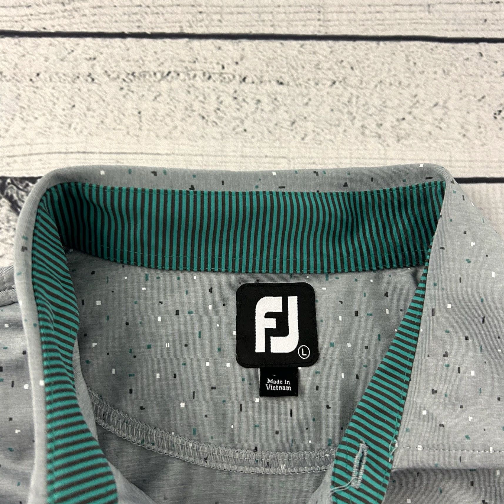 Footjoy FootJoy Confetti Print Short Sleeve Golf Polo Shirt Men's Large Gray Size US L / EU 52-54 / 3 - 2 Thumbnail