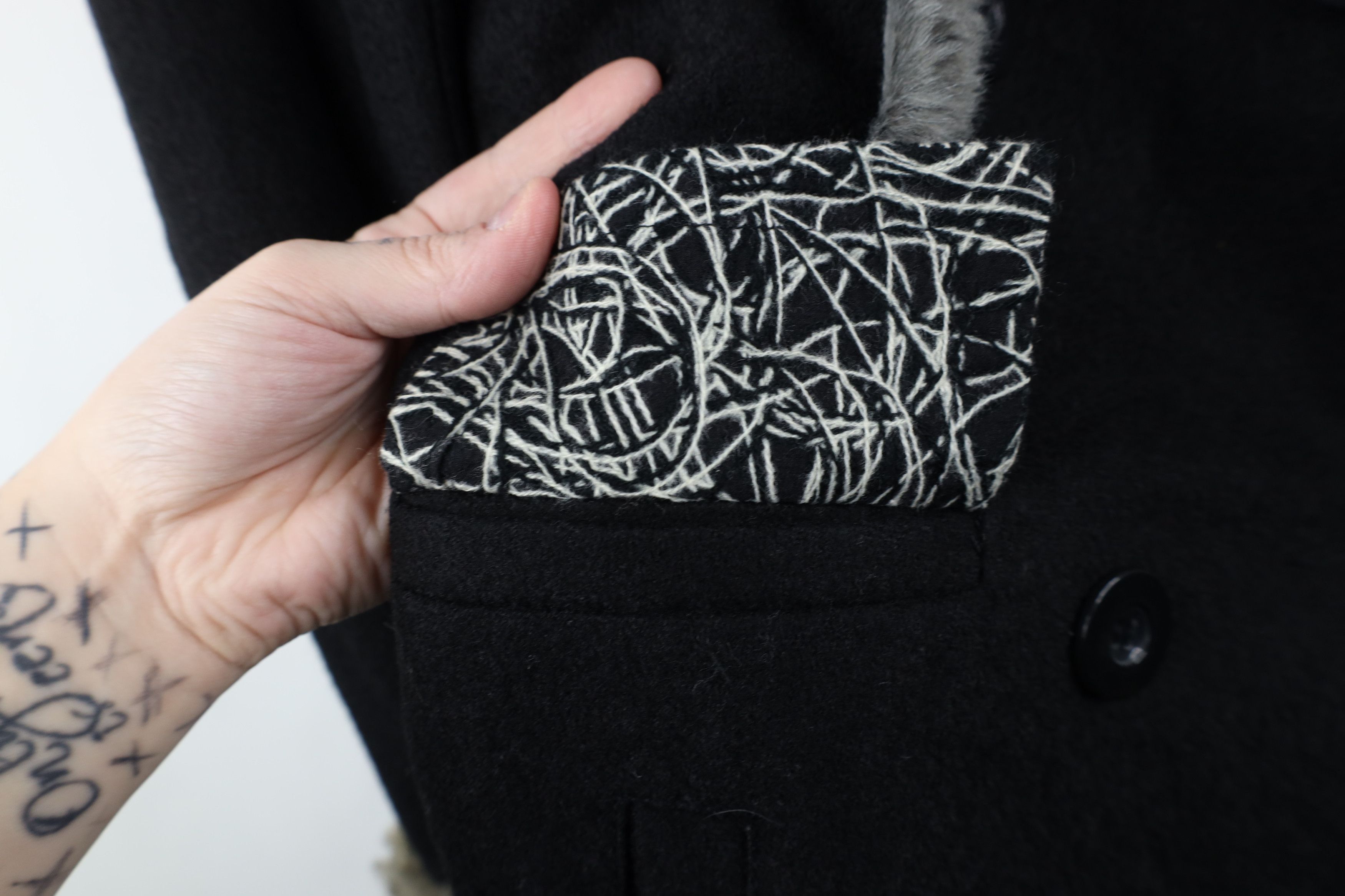 Vintage New Buckle BKE Fur Trim Wool Pennylane Peacoat Jacket Black Size S / US 4 / IT 40 - 7 Thumbnail