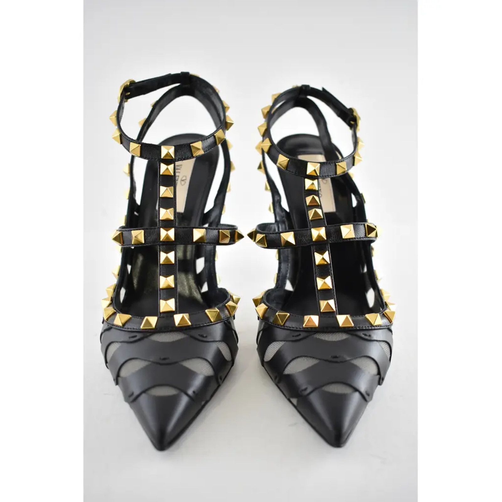 Valentino Rockstud Wave Embroidery Ankle Strap Classic Heel Pump 38.5 Size US 8.5 / IT 38.5 - 5 Thumbnail