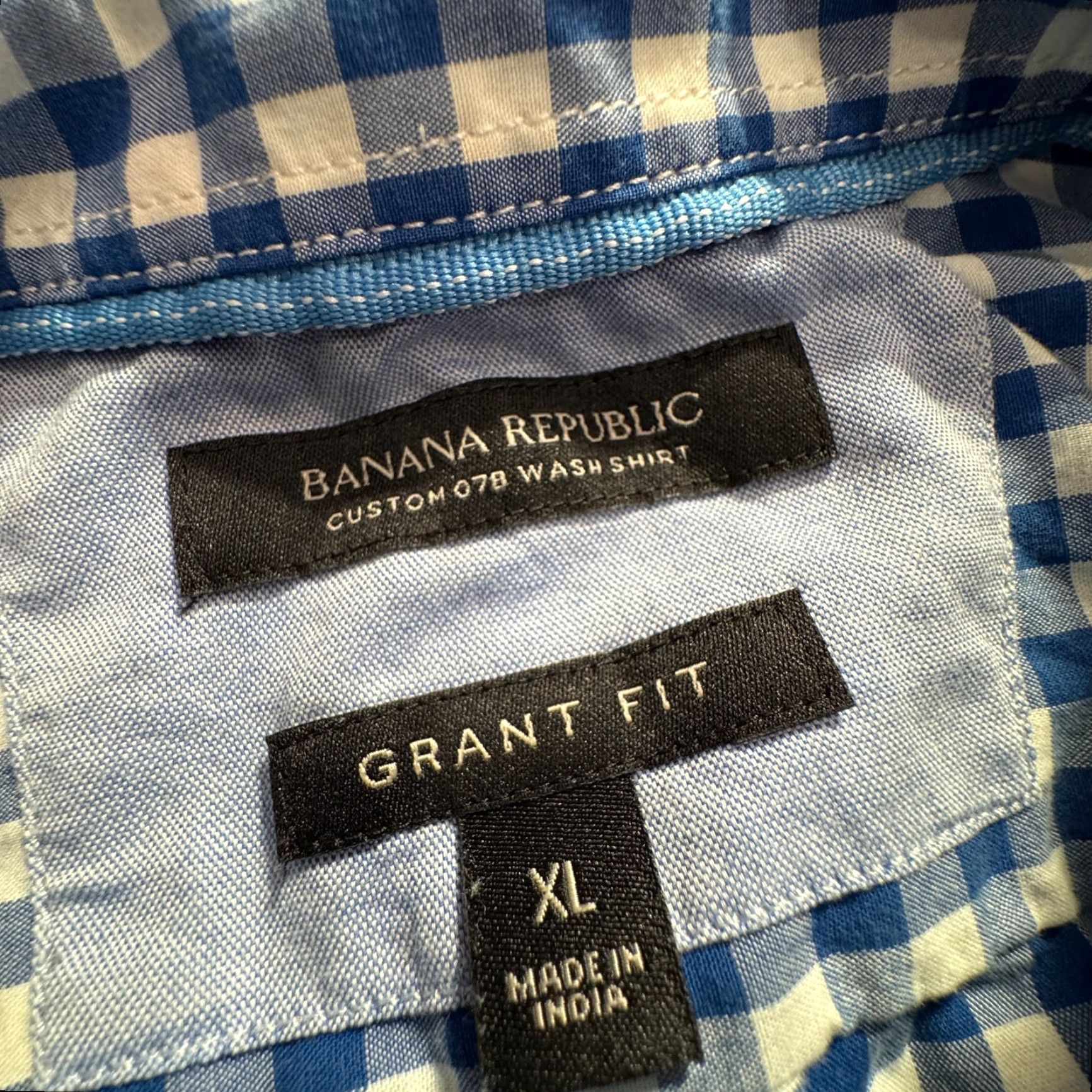 Banana Republic Banana Republic Shirt Mens XL Blue Gingham Check Grant Fit Cotton Button Up Size US XL / EU 56 / 4 - 5 Thumbnail