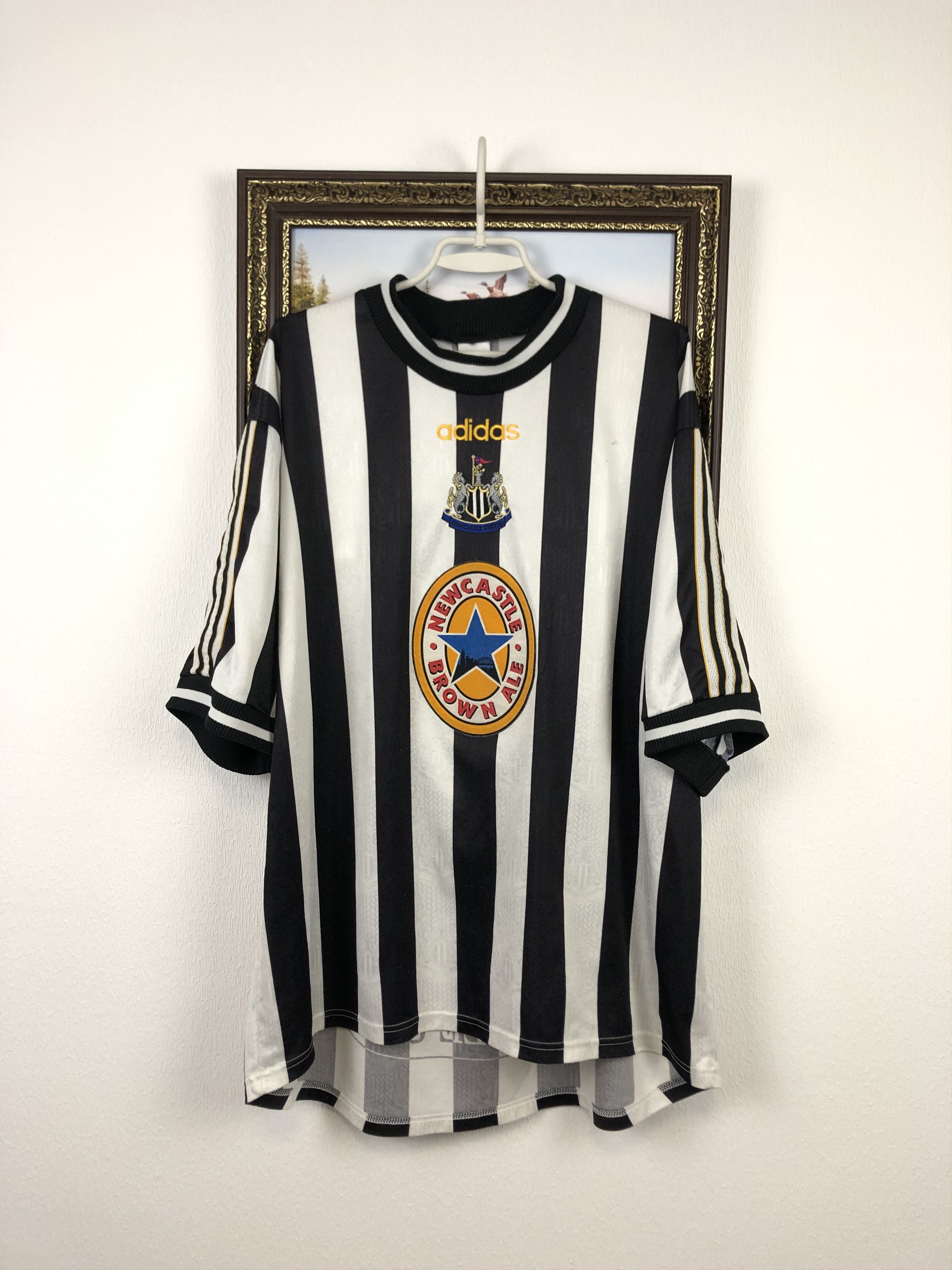 image of Newcastle Vintage Football Shirt 1997 Soccer Adidas Jersey, Men's (Size 2XL)