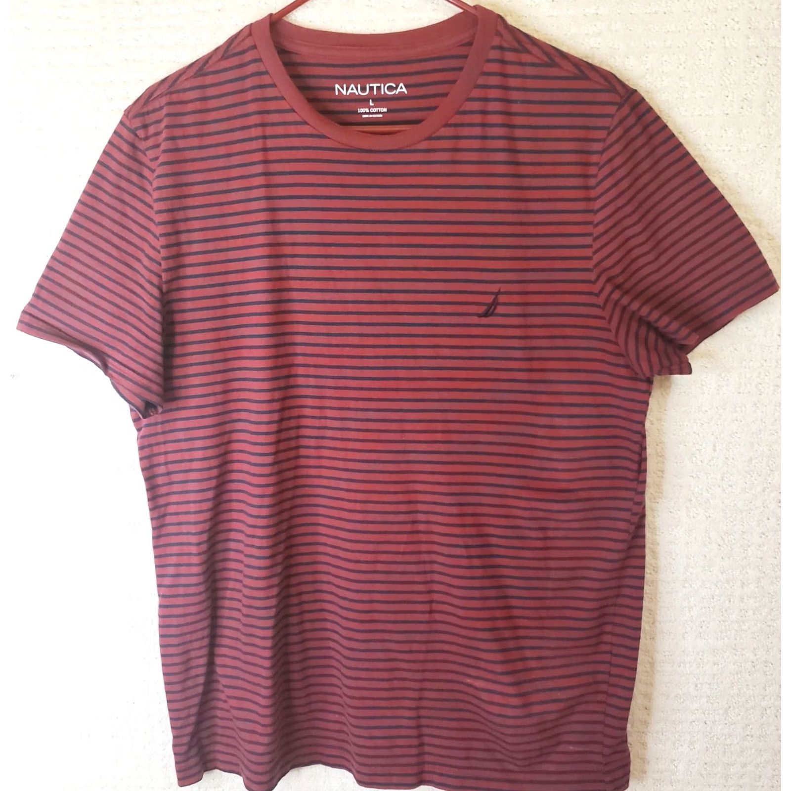 Nautica Nautica Men's Short Sleeve Tee Striped Crew Neck T-Shirt Red L Size US L / EU 52-54 / 3 - 2 Thumbnail