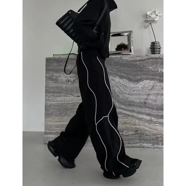 Other Black Stripe Loose Wide Leg Sweatpants Size US 30 / EU 46 - 3 Thumbnail