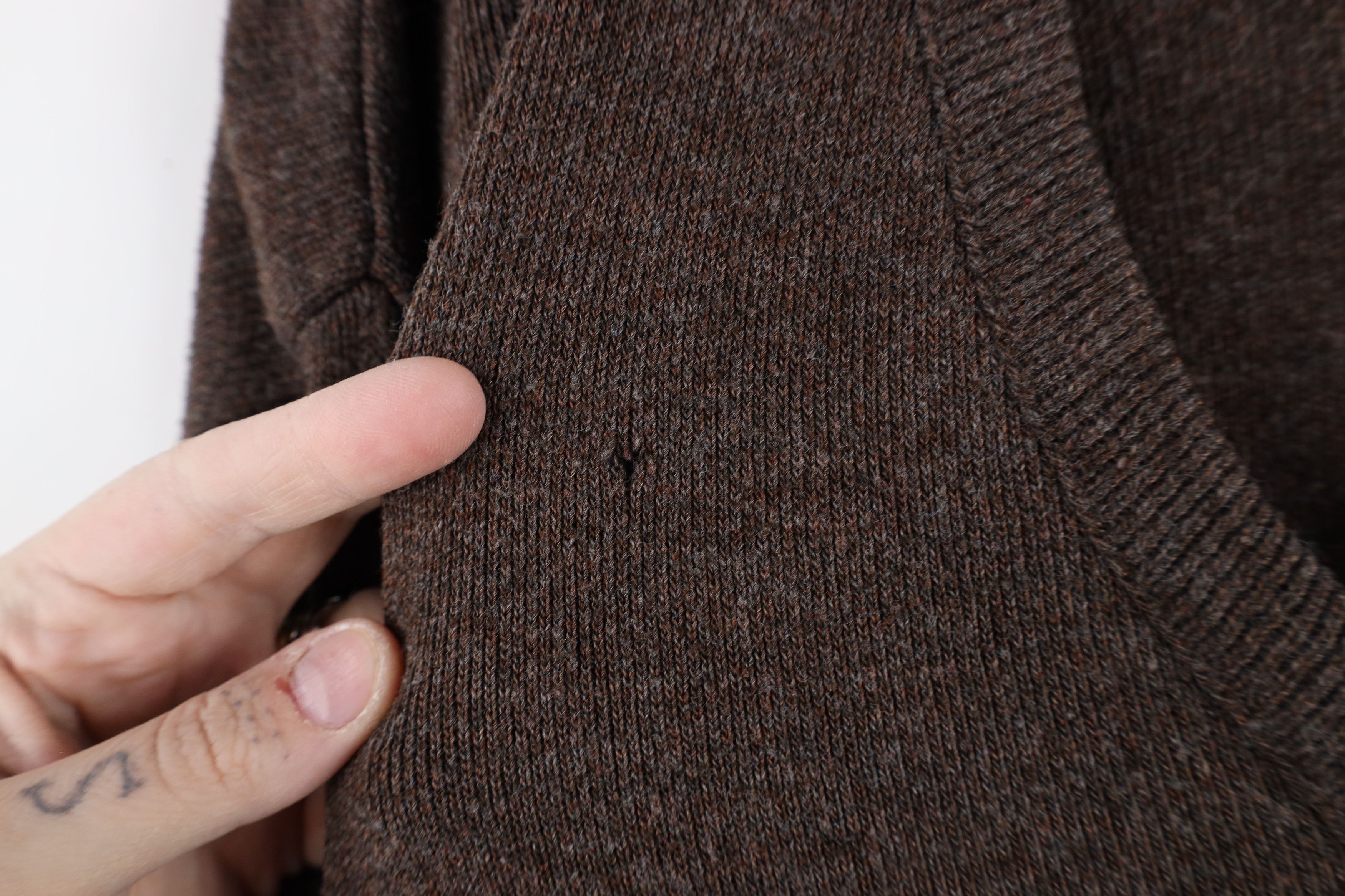 Vintage Vintage 70s Streetwear Blank Knit V-Neck Sweater Brown USA Size US XL / EU 56 / 4 - 4 Thumbnail