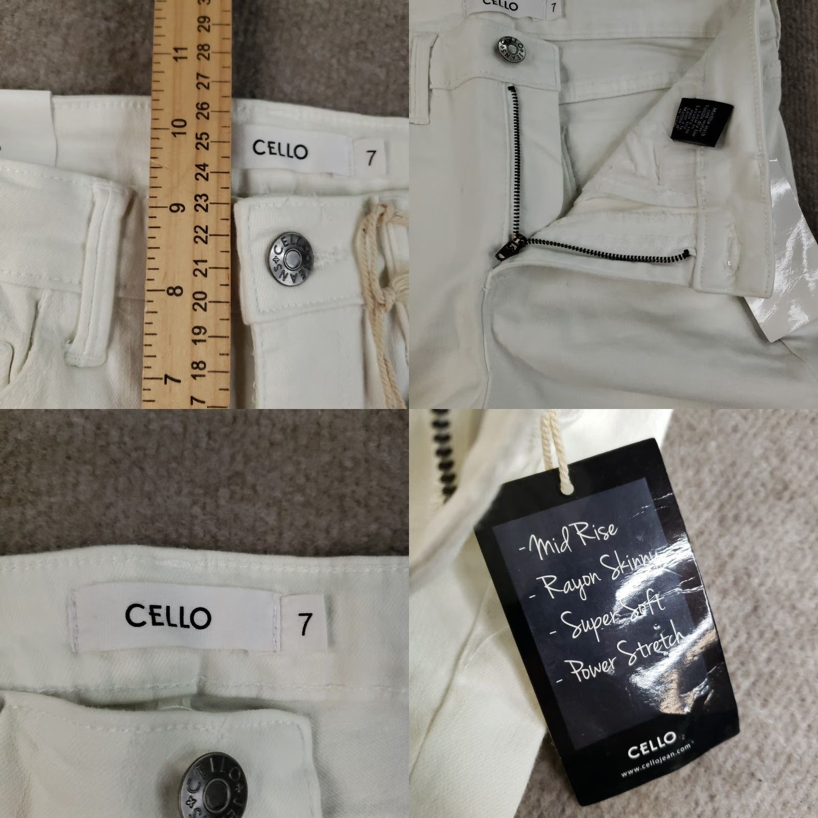 Vintage CELLO White Skinny Jeans Womens Size 7 Mid Rise Stretch Denim Casual Size 28" / US 6 / IT 42 - 8 Thumbnail