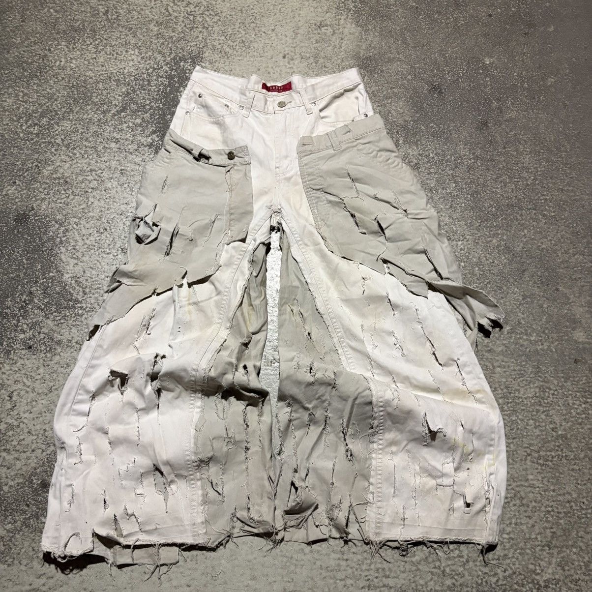 Japanese Brand Custom white Baggy Distressed Jeans Painted Wide Leg Size US 31 - 1 Thumbnail