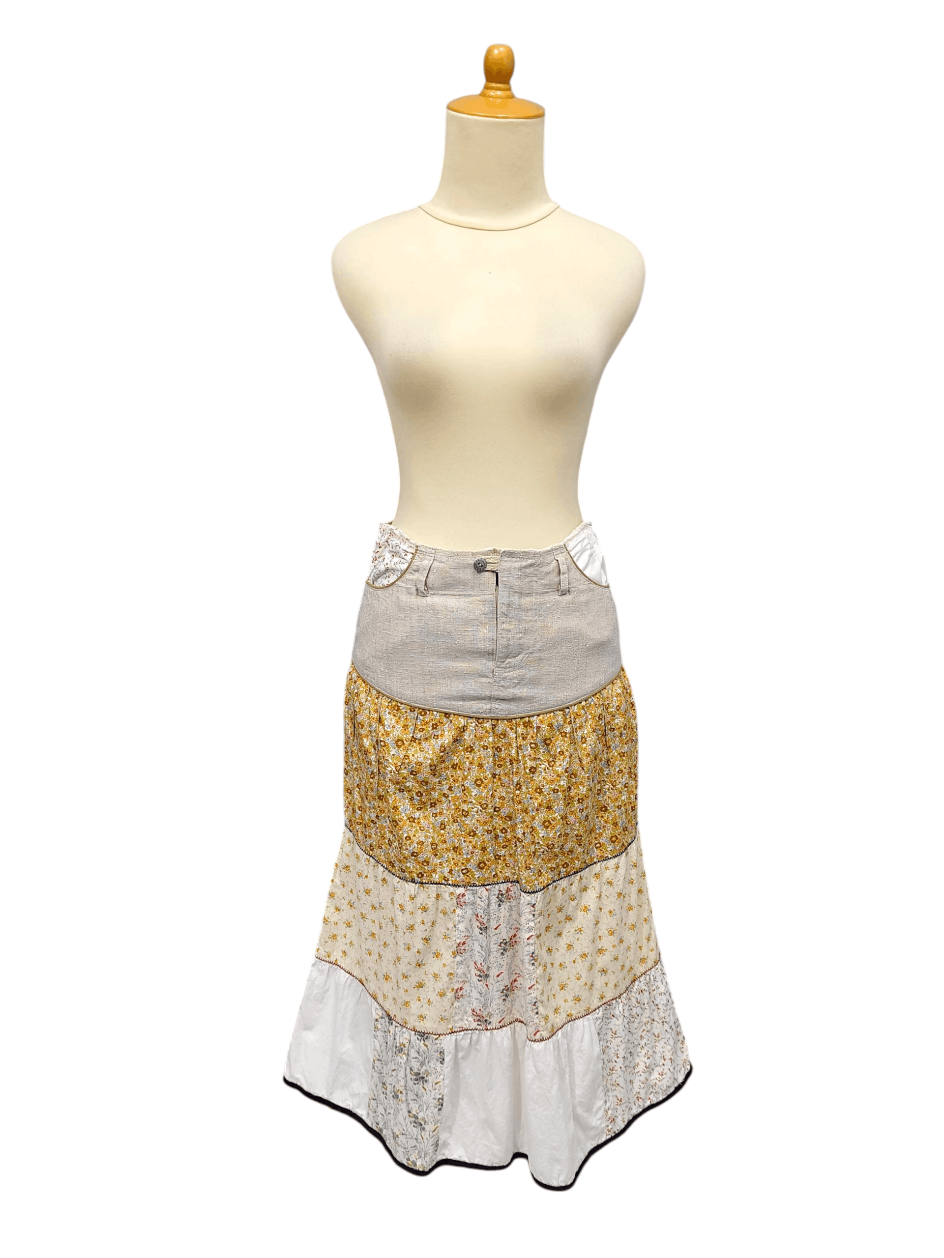Japanese Brand Wafflist Waffle🇯🇵 Pacthwork Hippie Bohemian Skirt Size 30" / US 8 / IT 44 - 1 Thumbnail