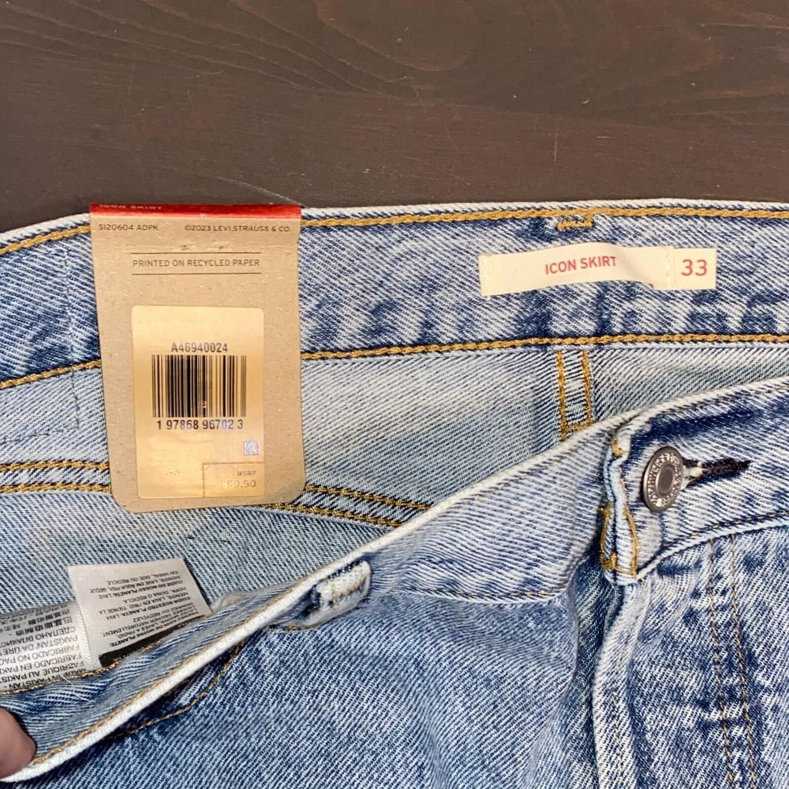 Levi's Levi’s Mid-Rise Denim Skirt Size 33 Frayed Hem Size 38" / US 16 / IT 52 - 6 Thumbnail
