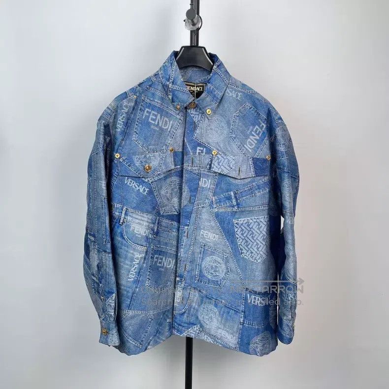Versace Versace Co-branded denim jacket Size US XXL / EU 58 / 5 - 1 Thumbnail