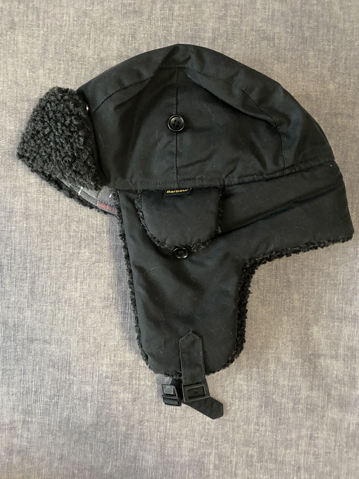 Barbour × Vintage Vintage Barbour Cotton Winter Trapper Hat Size ONE SIZE - 1 Thumbnail