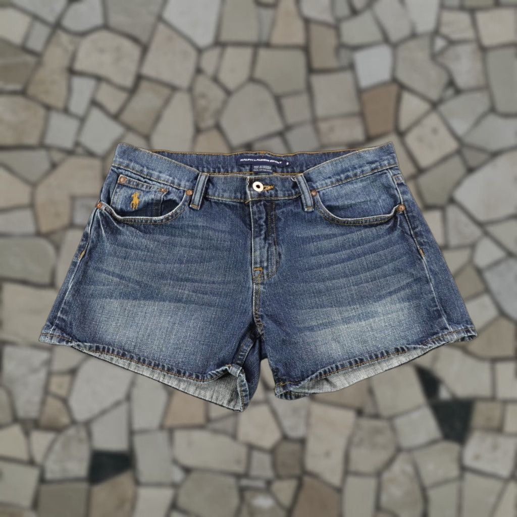 Polo Ralph Lauren VINTAGE Ralph Lauren Sport Shorts Womens 8 Denim Blue 33x4 High Rise Jorts Pony Logo 90s Womens Size 33" - 1 Thumbnail
