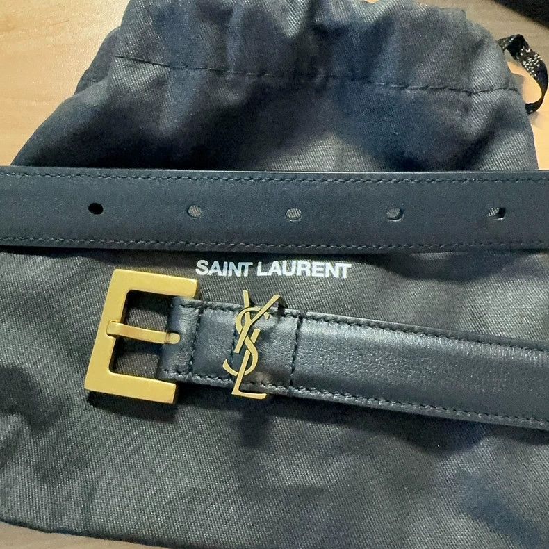 Yves Saint Laurent Saint Laurent Black Letter Square Buckle Smooth Waist Belt Size ONE SIZE - 3 Thumbnail