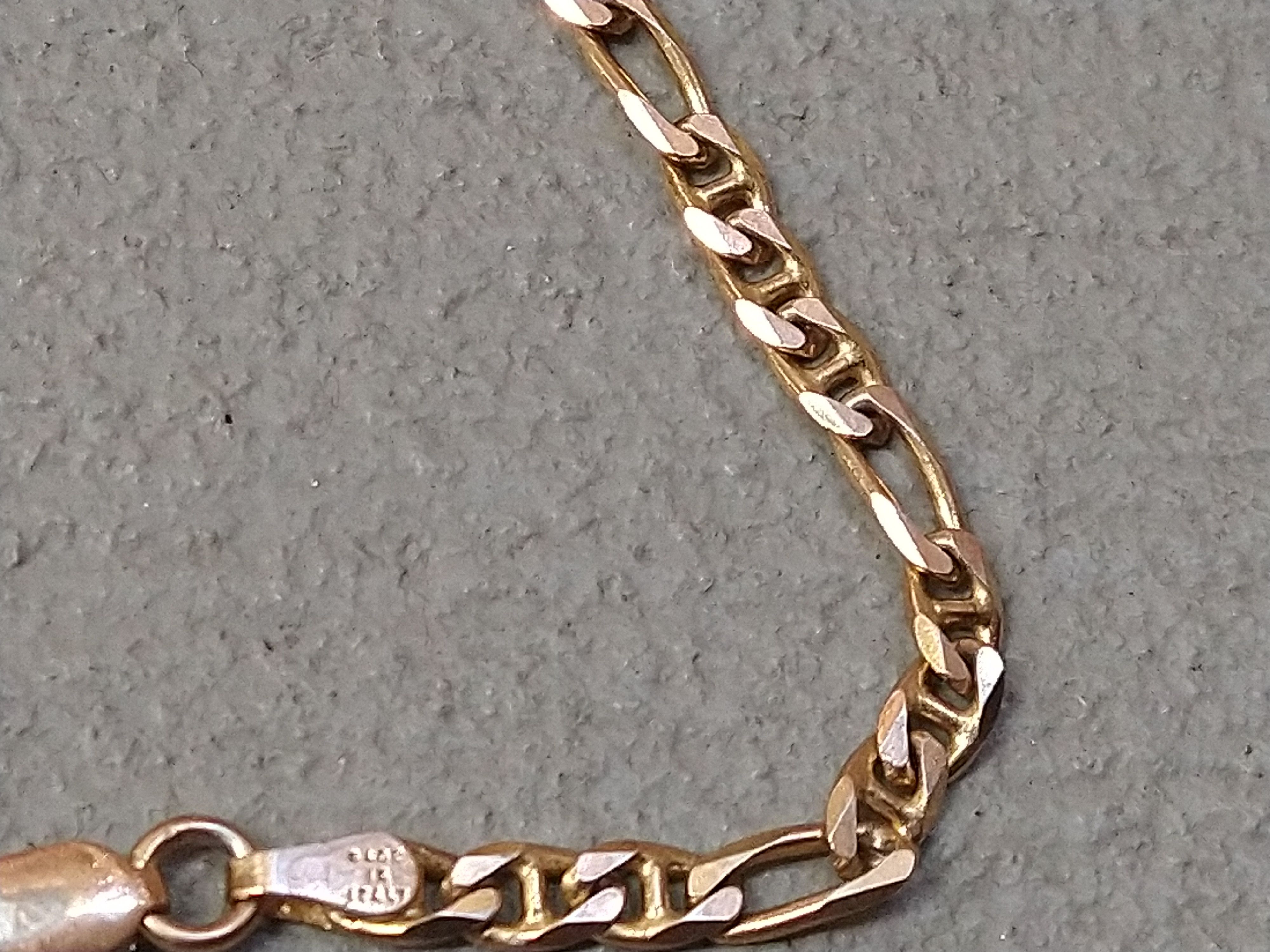 Jewelry Vintage Sterling Silver Bracelet Figaro Mariner 8" Gold Tone Size ONE SIZE - 6 Thumbnail
