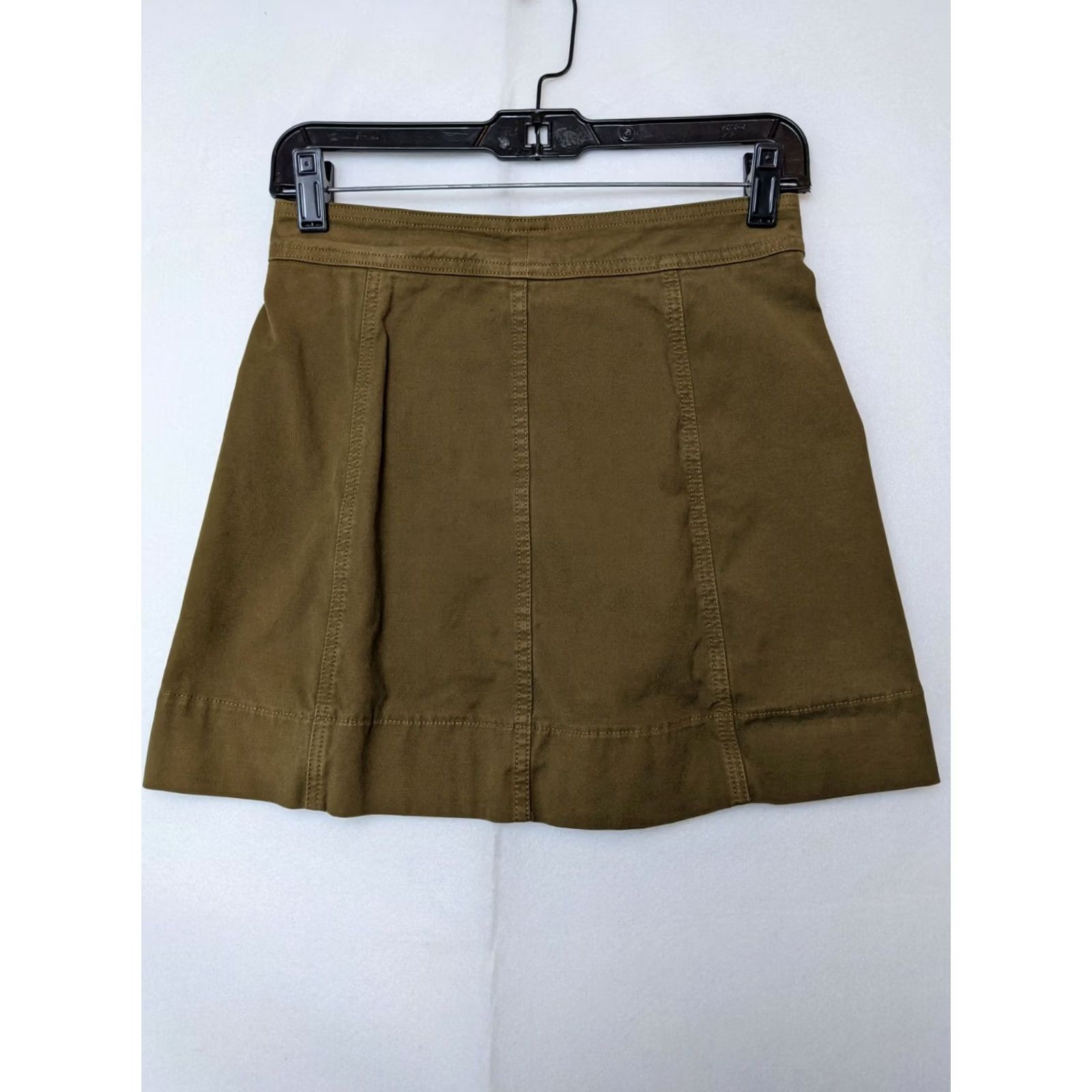 Madewell Madewell Skirt Button Front Mini Women's Size 0 Olive Green Denim Cotton Blend Elastane Casual Short 0 Womens Bye Size 25" / US 0 / IT 36 - 3 Thumbnail