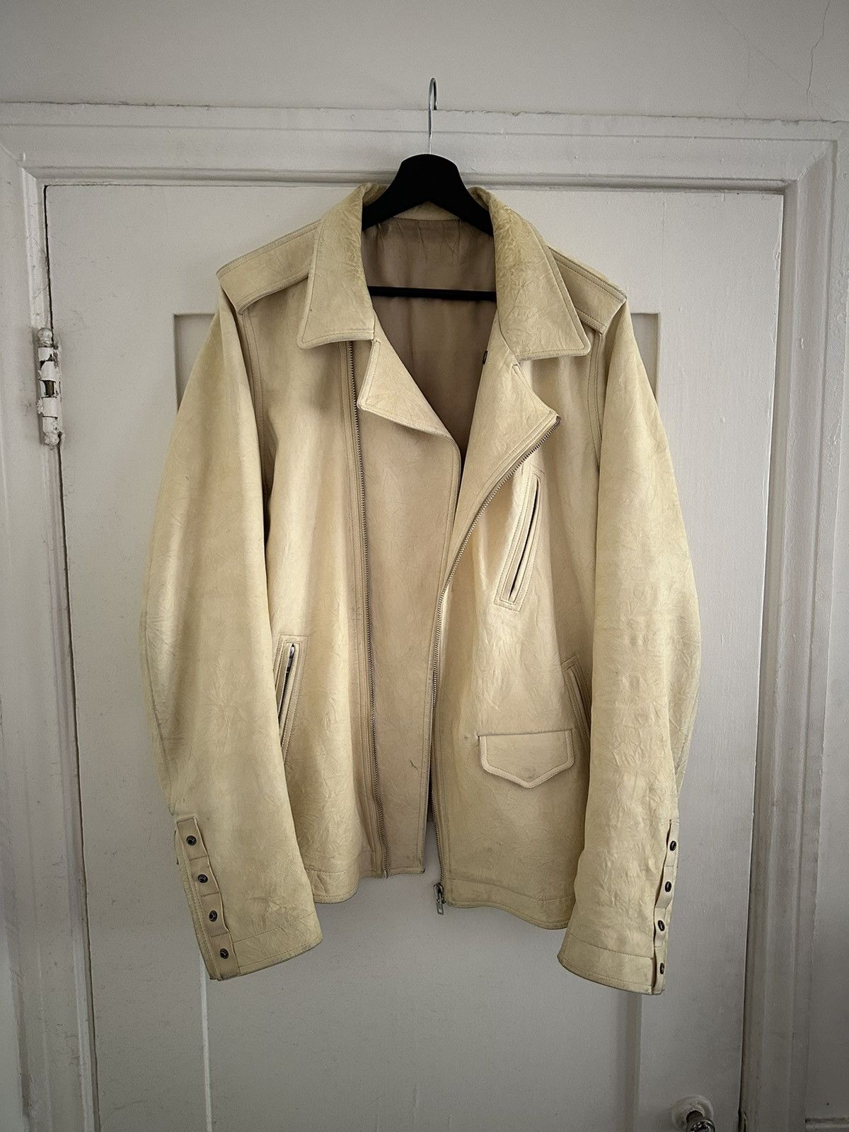 Rick Owens SS15 Faun Hammered Lambskin Leather Stooges Jacket 54 Size US L / EU 52-54 / 3 - 1 Thumbnail