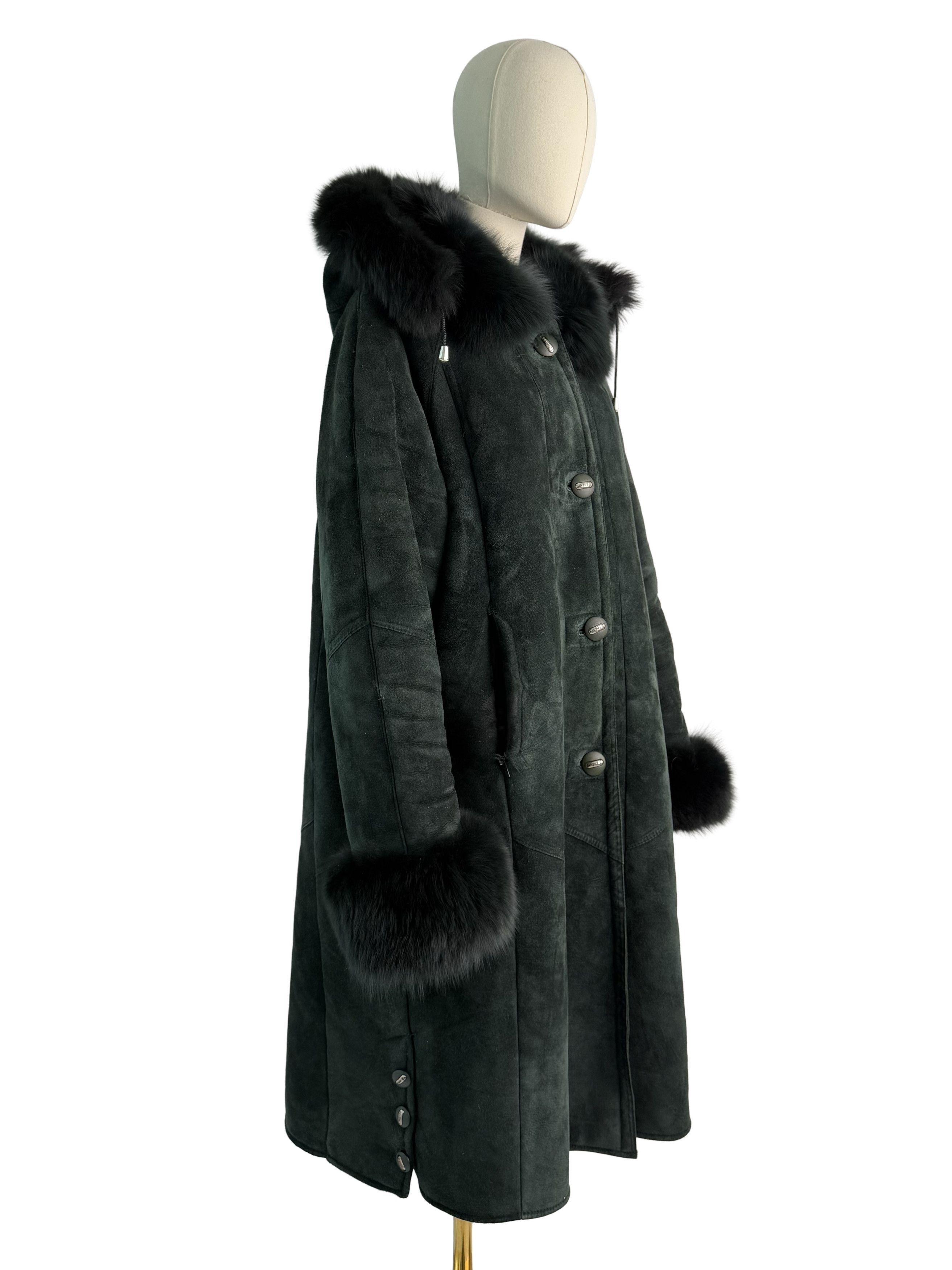 Vintage Vintage Genuine Shearling Sheepskin Long Coat Real Fur Trim Size XL / US 12-14 / IT 48-50 - 1 Thumbnail