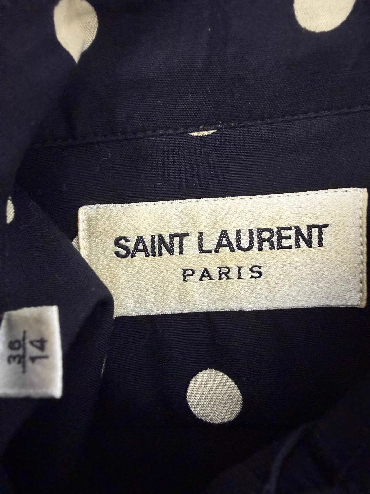 Saint Laurent Paris SLP 16fw Black Base Ivory Polka Dot Lapel LS 36 xxs Size US XXS / EU 40 - 5 Thumbnail