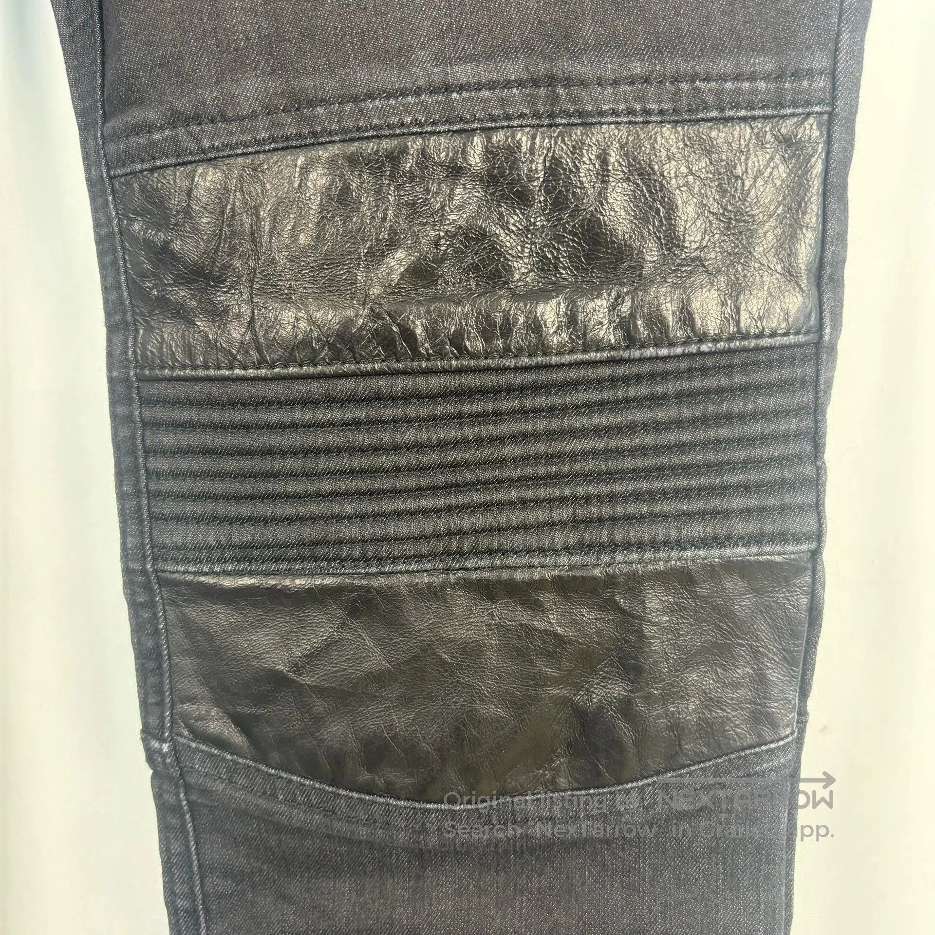 Neil Barrett black denim motorcycle panel jeans size 33. Size US 33 - 2 Thumbnail