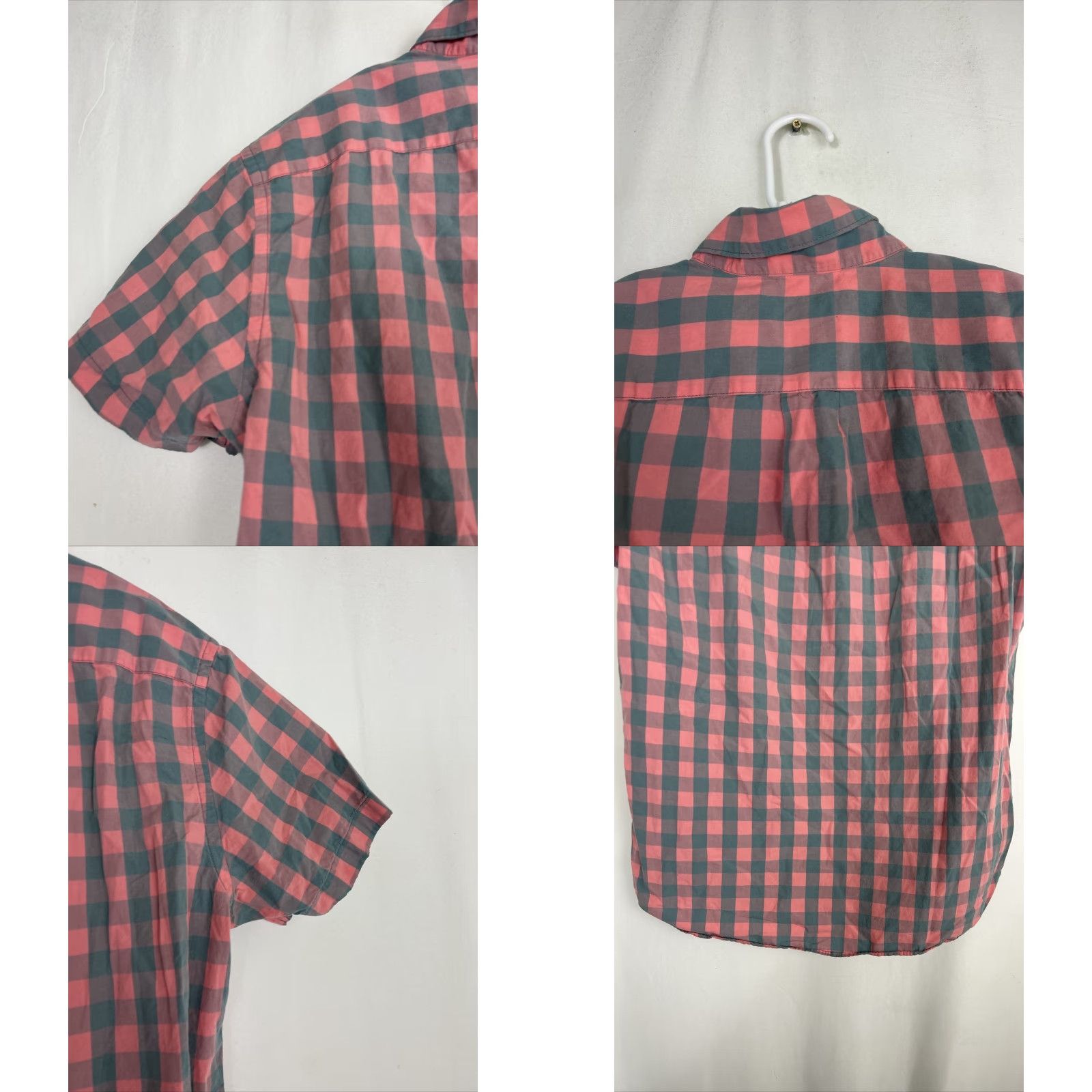 J.Crew J Crew Mens Medium Button Down Short Sleeve Plaid Pink Gray Shirt Size US M / EU 48-50 / 2 - 8 Thumbnail
