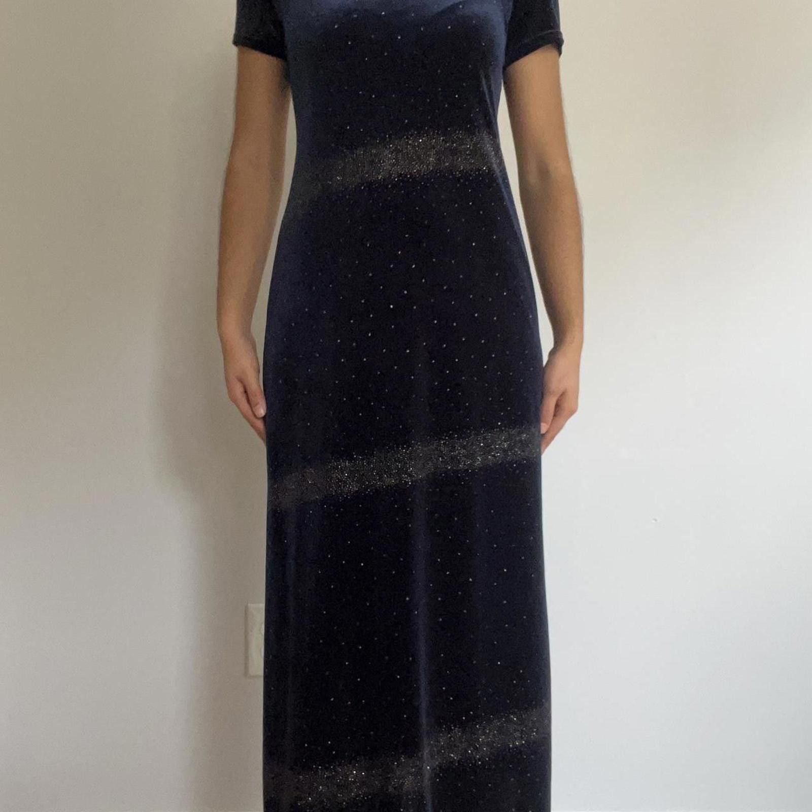 Other Navy blue velvet midi dress with sparkly stripes #glamour Size S / US 4 / IT 40 - 5 Thumbnail