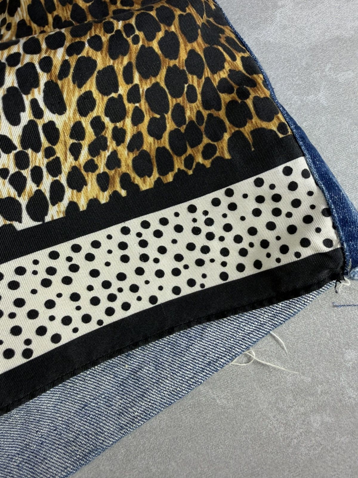 Dolce & Gabbana Dolce & Gabbana Patchwork Skirt Silk Denim Leopard Print Size 26" / US 2 / IT 38 - 19 Thumbnail