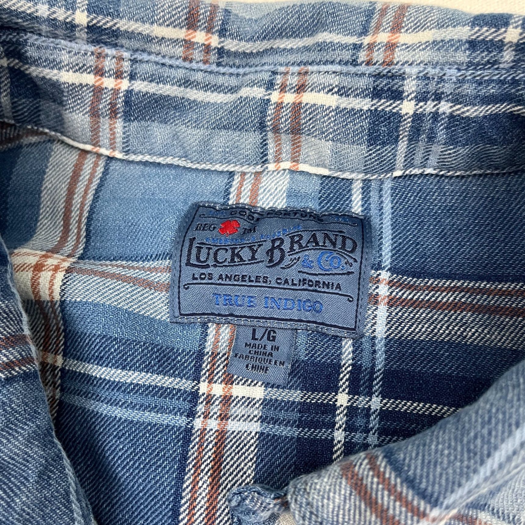 Lucky Brand Lucky Brand Flannel Shirt Mens L True Indigo Blue Workwear Button Up Twin Pocket Shirt Mens L Blue Plaid Casual Workwear Vintage No Size US L / EU 52-54 / 3 - 3 Thumbnail