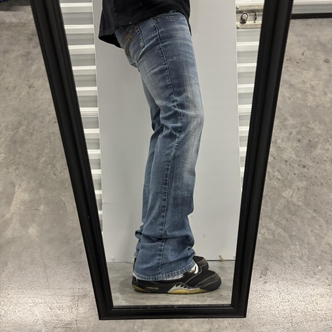 Japanese Brand × Vintage Crazy Vintage Y2K/2000s Faded Light Wash Flared Denim Jeans! Size US 27 - 2 Thumbnail