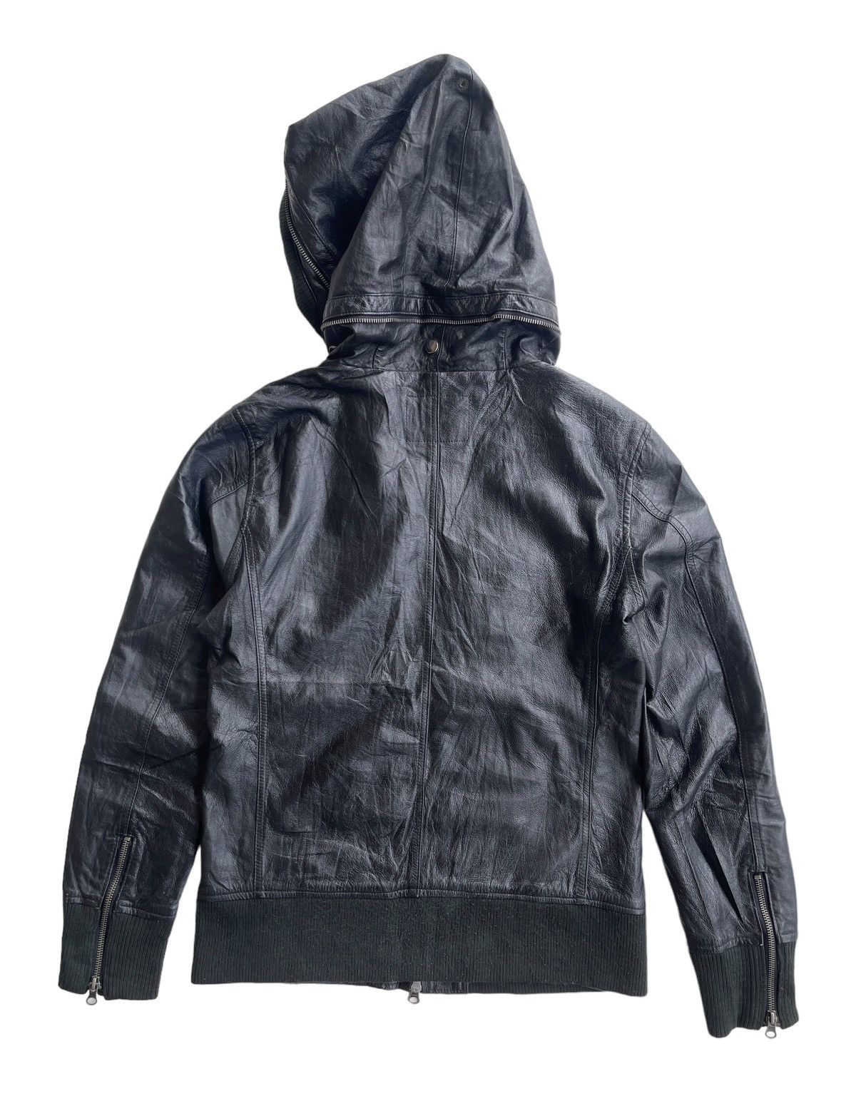 14th Addiction GGD Japan Leather Hoodie Jacket Size L / US 10 / IT 46 - 3 Thumbnail