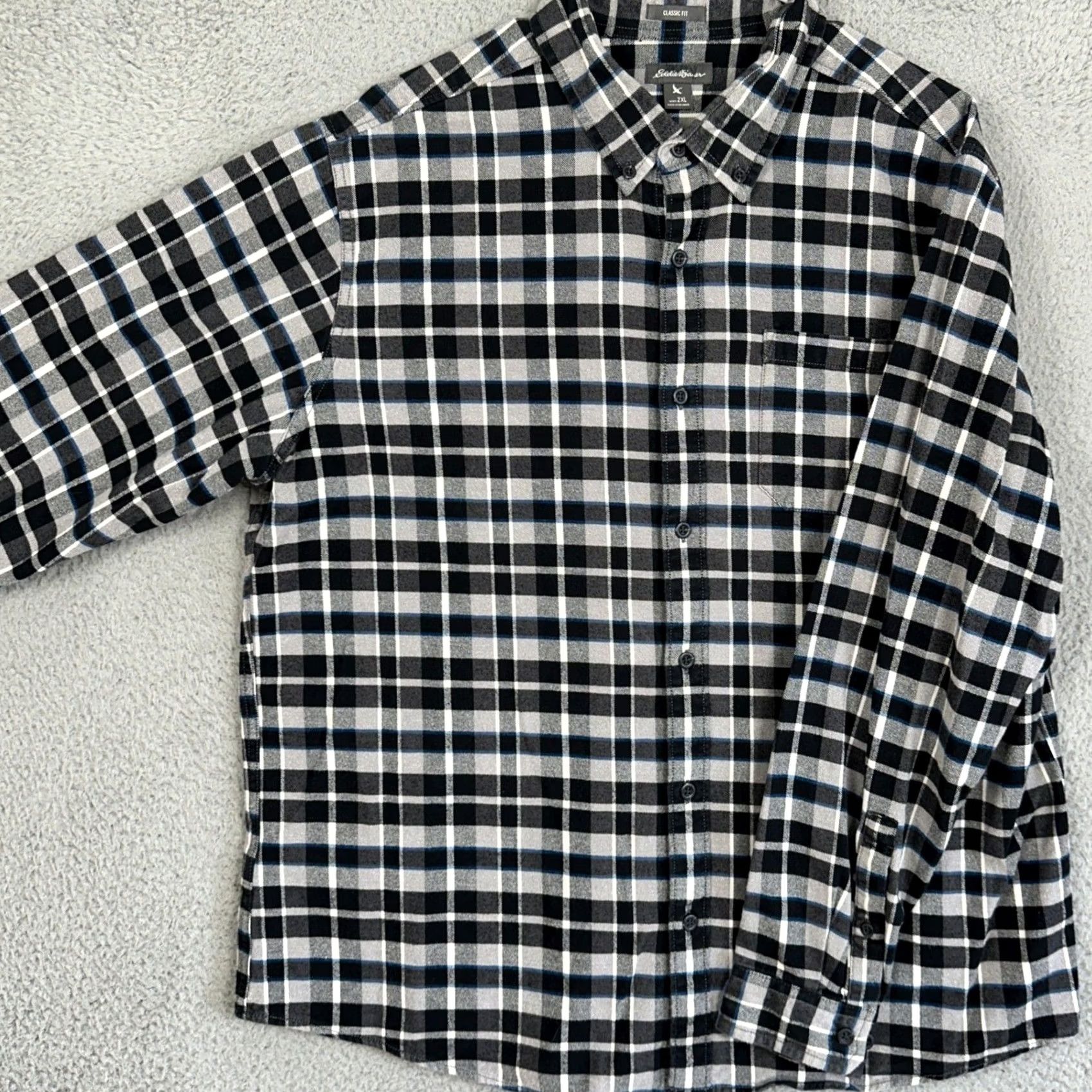 Eddie Bauer Eddie Bauer Shirt Mens 2XL Black Grey Classic Fit Flannel Plaid Button Down EUC Size US XXL / EU 58 / 5 - 2 Thumbnail