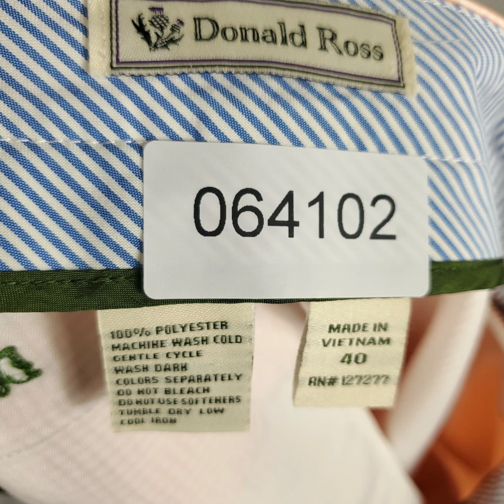 Vintage Donald Ross Shorts Mens Size 40 Orange Striped Polyester Golf Flat Front Chino Shirt Size US 40 / EU 56 - 8 Thumbnail