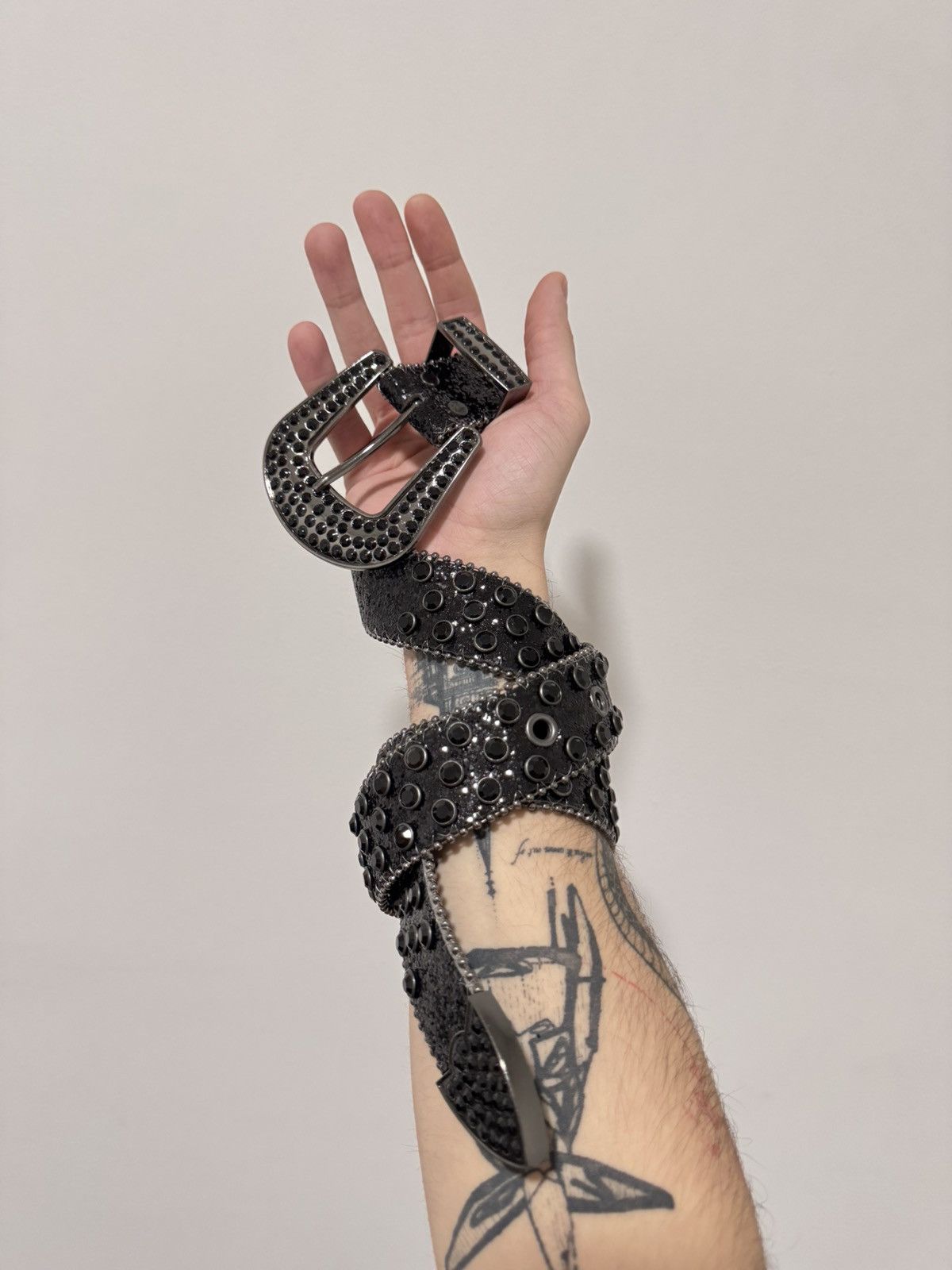 Hysteric Glamour Crazy Rhinestones Leather B.B Simon Style Belt Size ONE SIZE - 1 Thumbnail