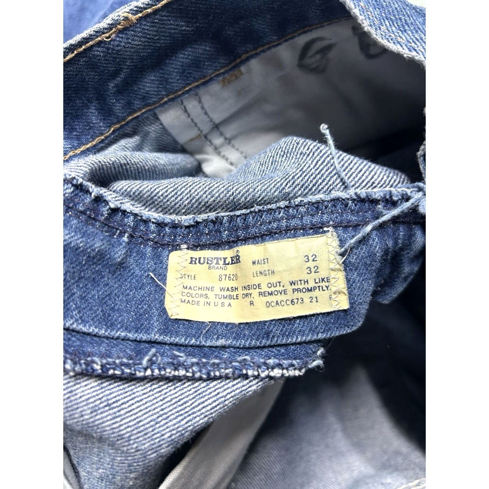 Denime VINTAGE Rustler Jeans Bootcut Men 30x31 Blue Denim USA 80s Western Cowboy Size US 30 / EU 46 - 6 Thumbnail